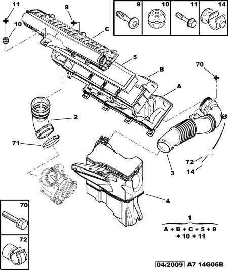 PEUGEOT 1444 RJ - Air filter air hose air resonator: 01 pcs. onlydrive.pro