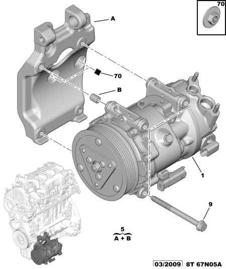 PEUGEOT 6487.34 - Air conditioned compressor detail: 01 pcs. onlydrive.pro