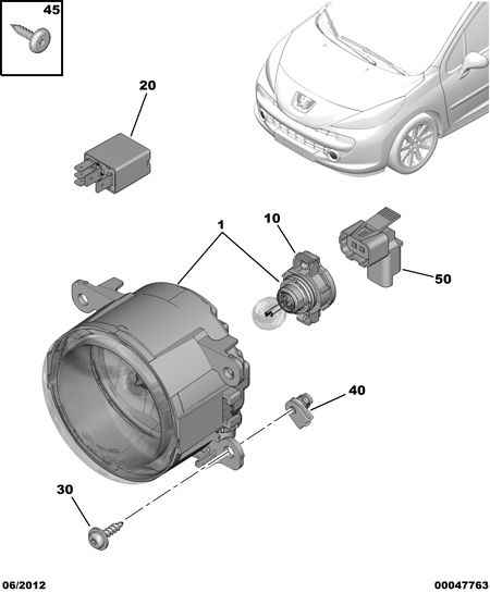 PEUGEOT (DF-PSA) 6206 E1 - Complementary headlight - kit: 02 pcs. onlydrive.pro