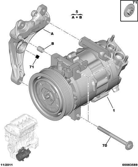 PEUGEOT 6453.WF - Air conditioned compressor detail: 01 pcs. onlydrive.pro