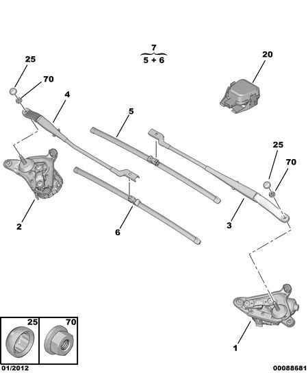 PEUGEOT 16 082 421 80 - Windscreen wiper motor - conrod assy: 01 pcs. onlydrive.pro