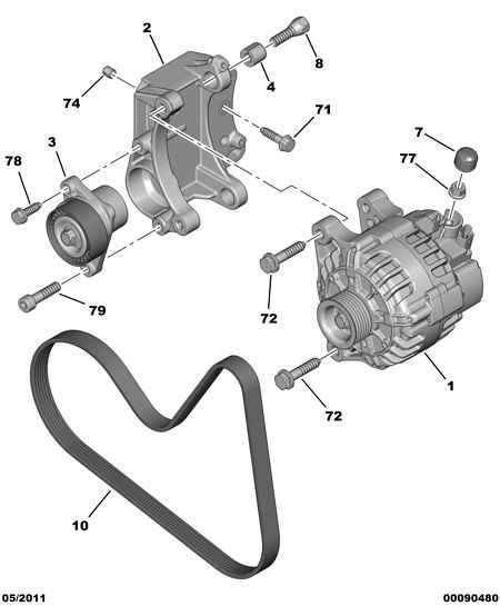 PEUGEOT (DF-PSA) 5751 C3 - Belt Tensioner, v-ribbed belt onlydrive.pro