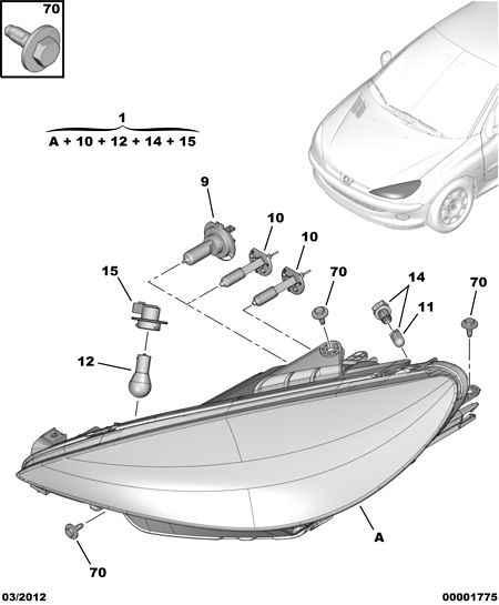 PEUGEOT (DF-PSA) 6216 51 - Headlight - glass - lamp: 04 pcs. onlydrive.pro