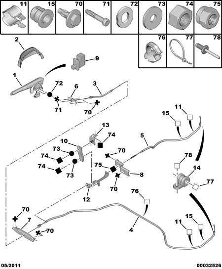 PEUGEOT 4746 22 - Cable, parking brake onlydrive.pro