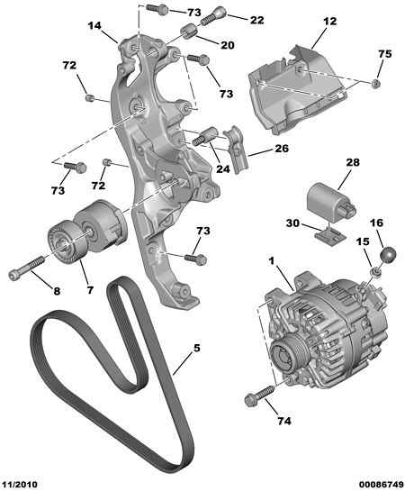 PEUGEOT 5751.H8 - Belt Tensioner, v-ribbed belt onlydrive.pro