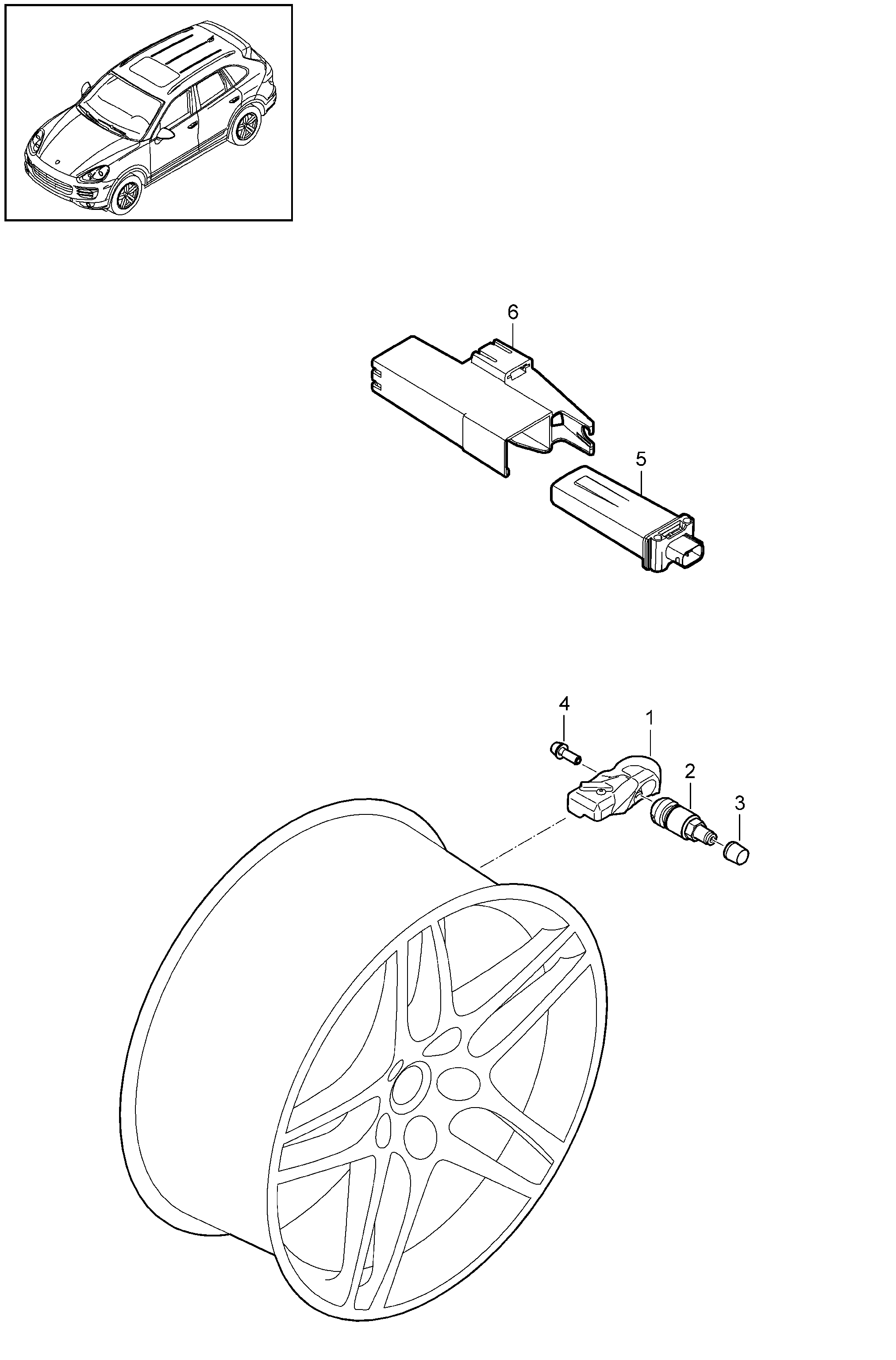 Porsche 5Q0907275 - Rattaandur, rehvirõhu kontrollsüsteem onlydrive.pro