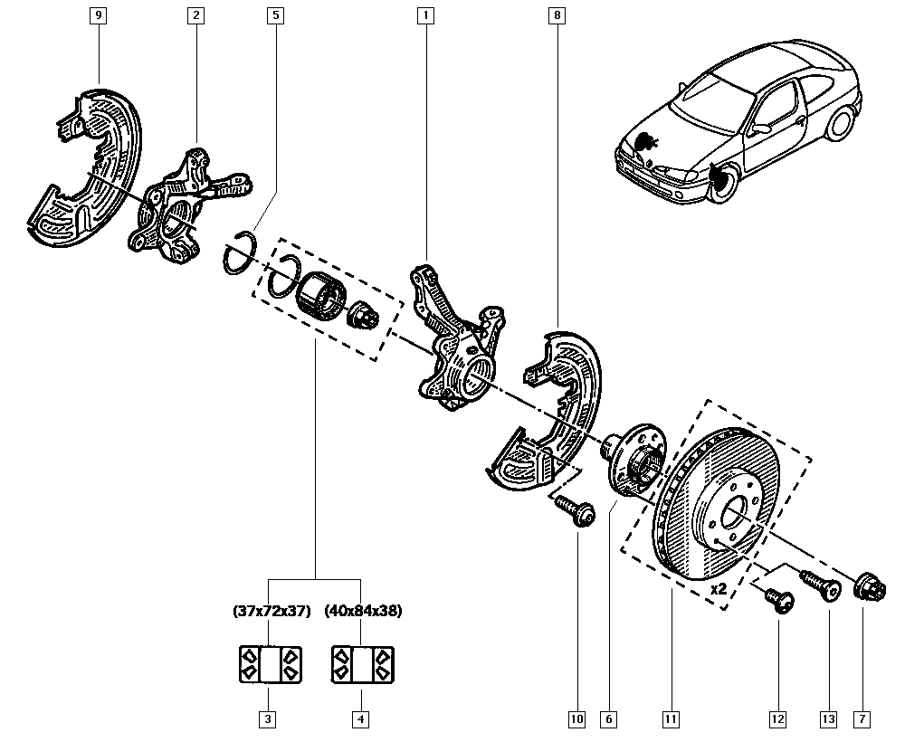 NISSAN 7701205779 - Stub axle - disk onlydrive.pro