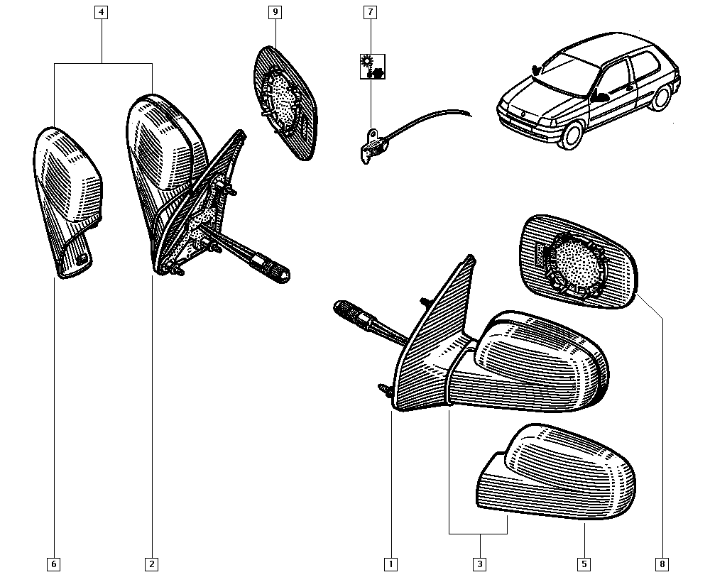 RENAULT 7701040255 - Spoguļstikls, Ārējais atpakaļskata spogulis onlydrive.pro