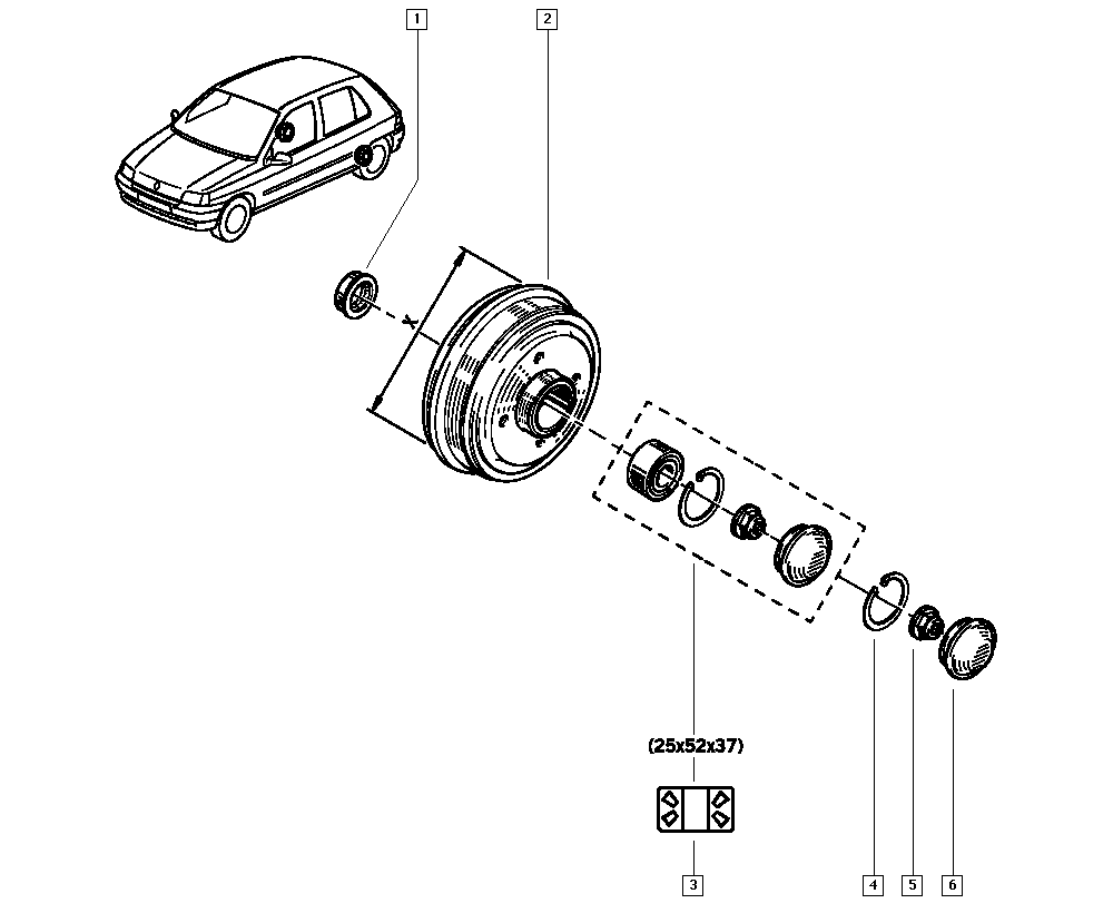 RENAULT 7700419824 - Stub axle - hubs (brake drum) onlydrive.pro