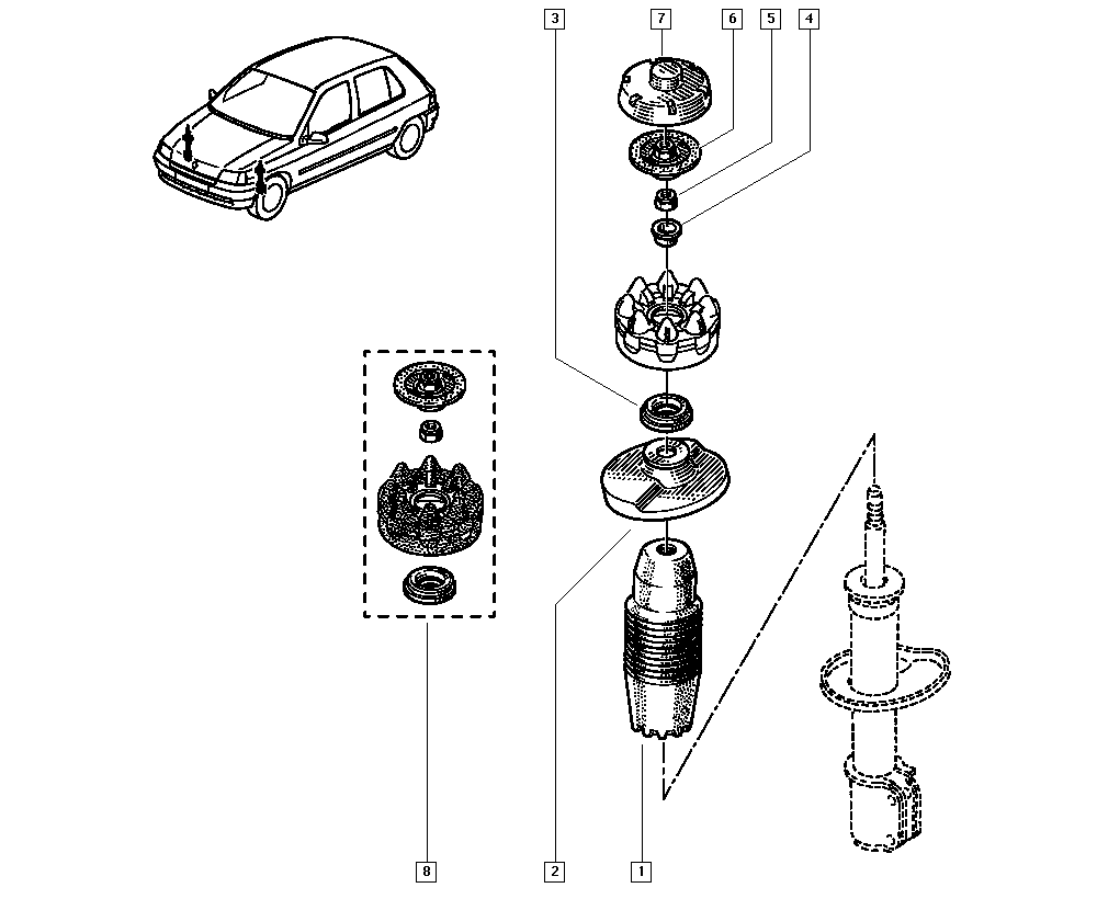 RENAULT 77 01 470 088 - Vedruamordi tugilaager onlydrive.pro