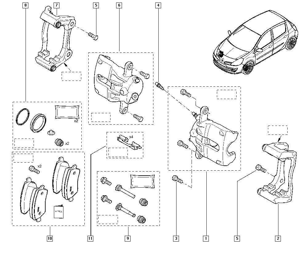 RENAULT 7701059704 - Kreipiančiųjų movų rinkinys, stabdžių apkaba onlydrive.pro