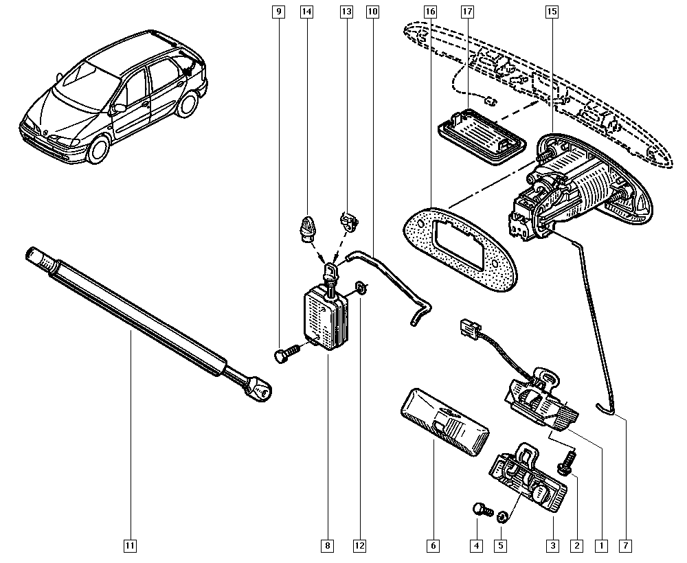 RENAULT 7700828454 - Dujinė spyruoklė, bagažinė onlydrive.pro