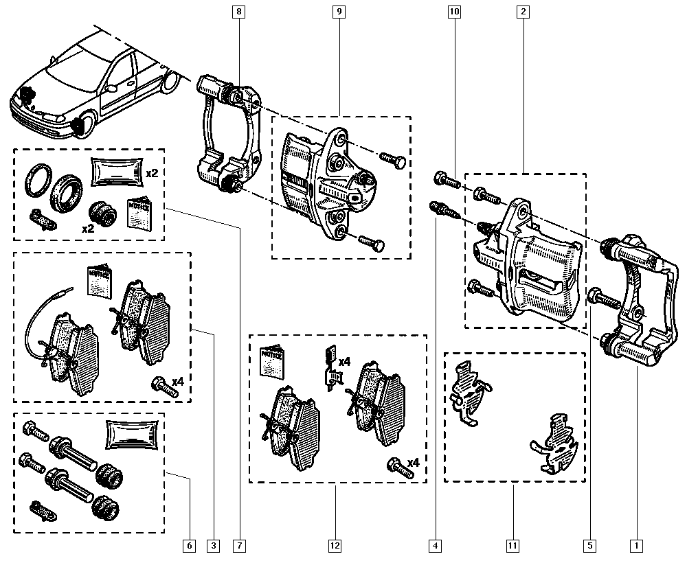 RENAULT 7701 203 714 - Remkomplekts, Bremžu suports onlydrive.pro