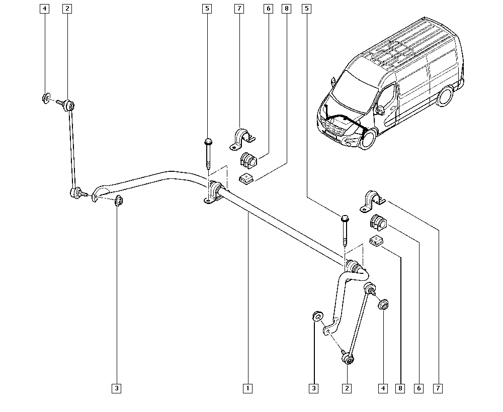 RENAULT 54 61 800 04R - Tanko, kallistuksenvaimennin onlydrive.pro