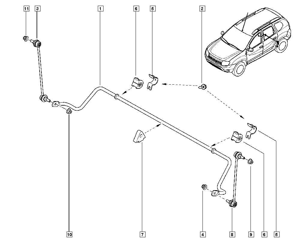 RENAULT 55 11 030 22R - Tanko, kallistuksenvaimennin onlydrive.pro