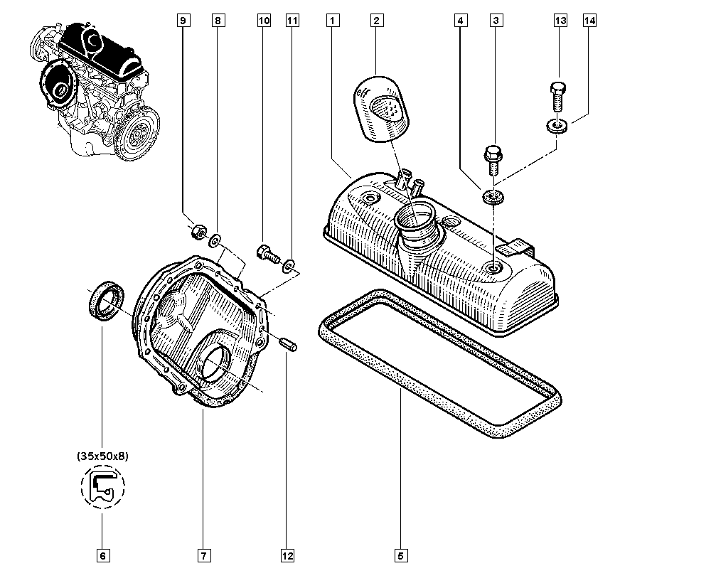 RENAULT 77 00 859 691 - Võlli rõngastihend, Nukkvõll onlydrive.pro