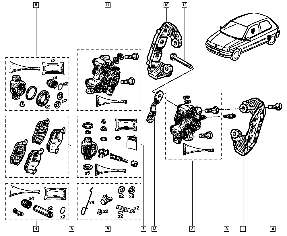 RENAULT 7701204626 - Piduriklotsi komplekt,ketaspidur onlydrive.pro