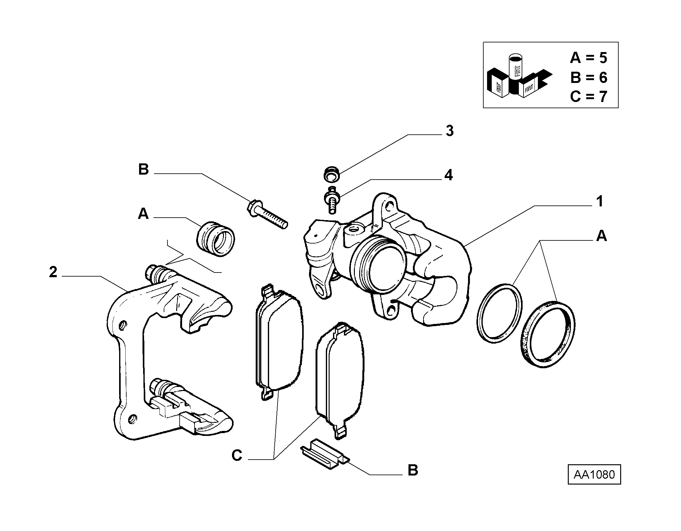 FIAT 77362675 - 735287452 - rear caliper rh (var.: 1/rev.: 0), (pnc:1; №1): 01 pcs. onlydrive.pro