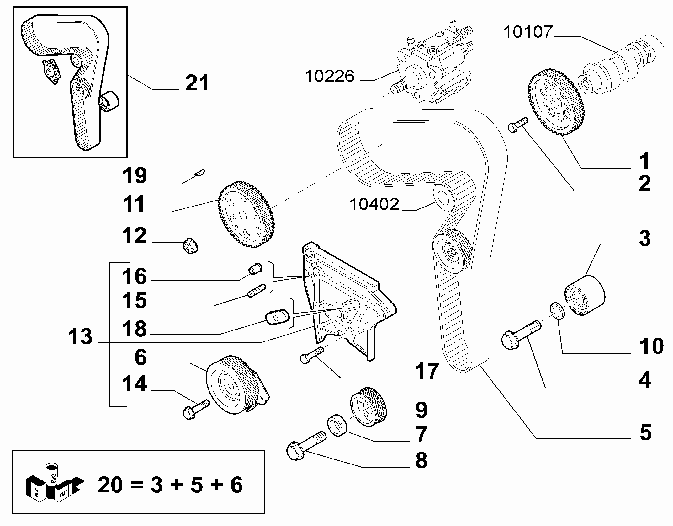 FIAT 71747799 - Spriegotājrullītis, Gāzu sadales mehānisma piedziņas siksna onlydrive.pro