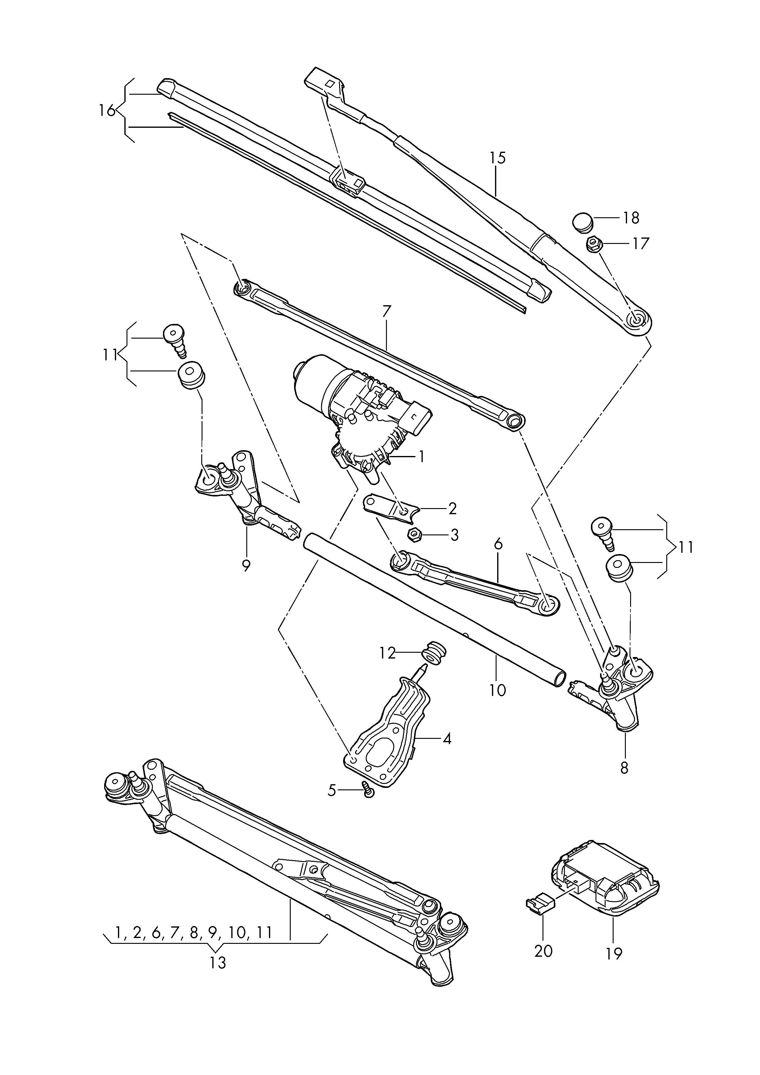 VW 1K0955325 - Wiper Linkage onlydrive.pro