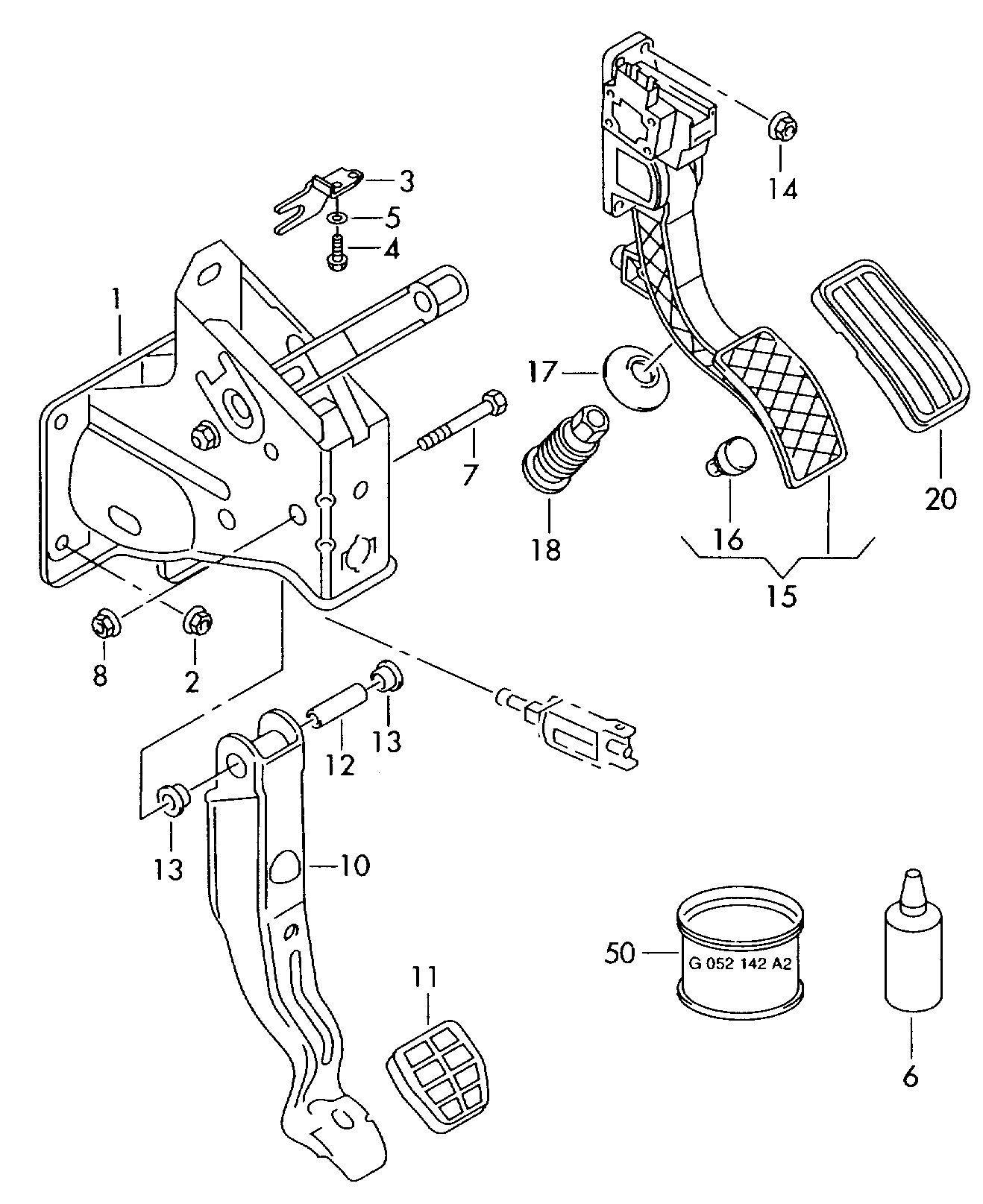 VAG 6Q1 721 503C* - Remkomplekts, Akseleratora pedālis onlydrive.pro