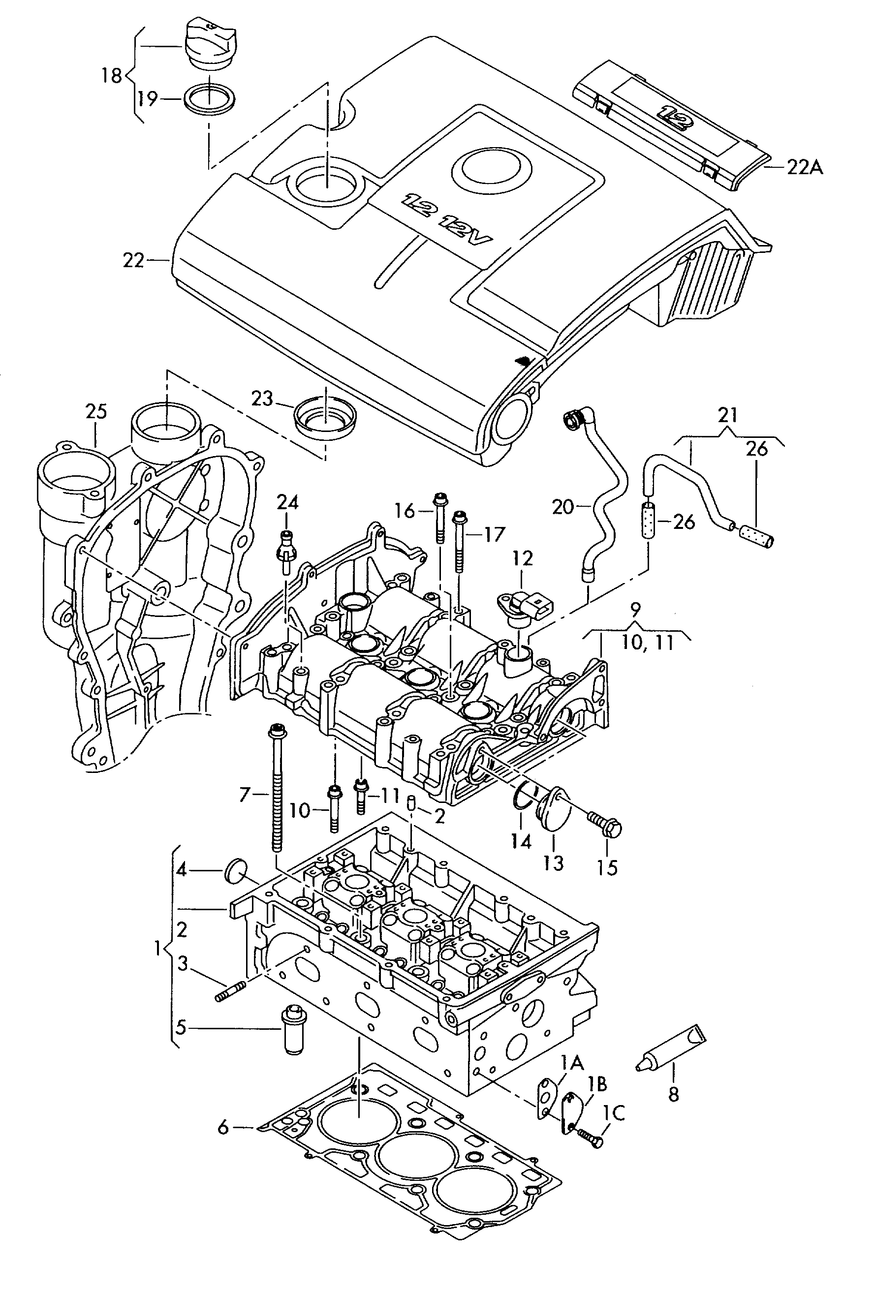 Skoda 03E 103 383 F - Blīve, Motora bloka galva onlydrive.pro