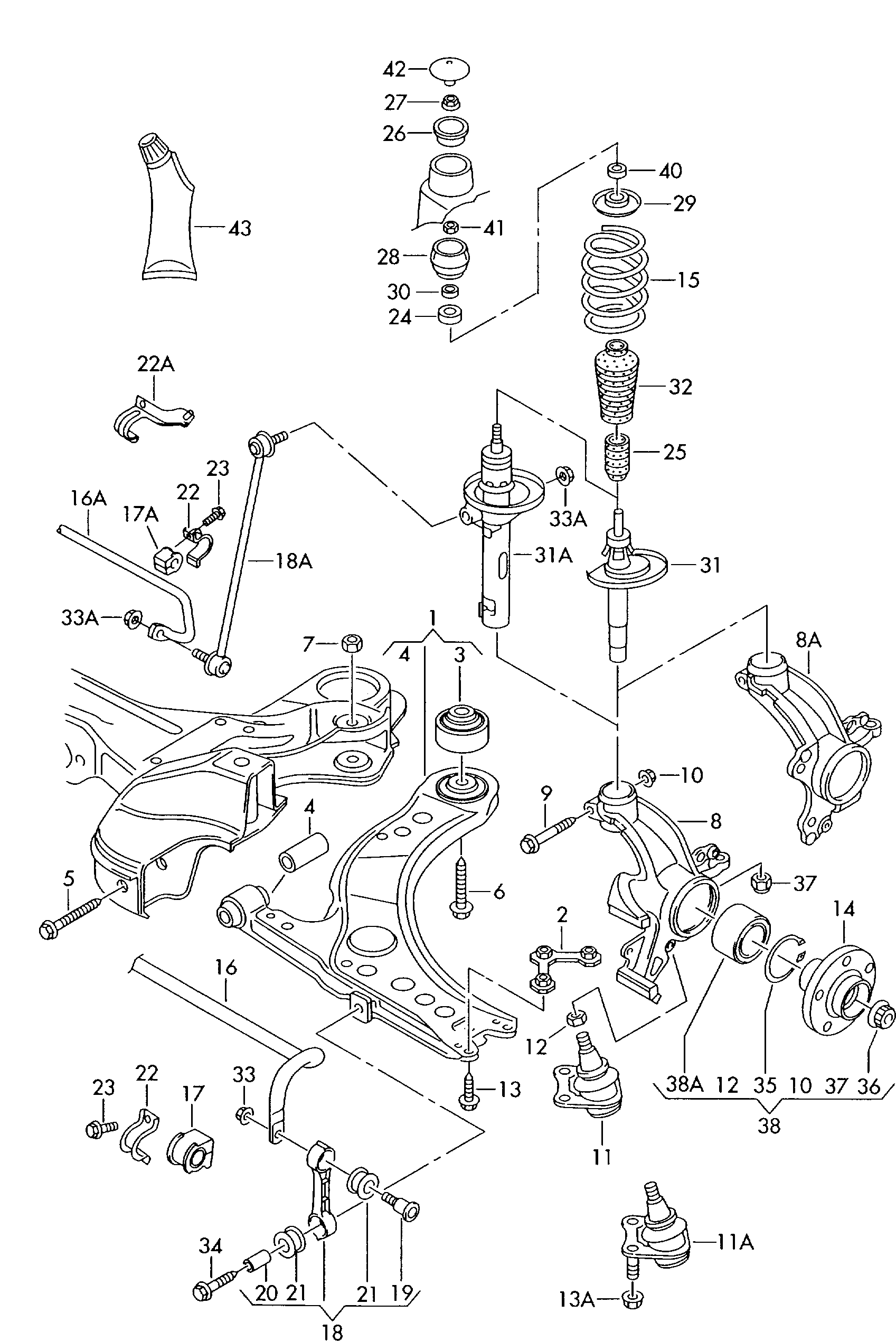 Seat 1J0411315C - Tanko, kallistuksenvaimennin onlydrive.pro