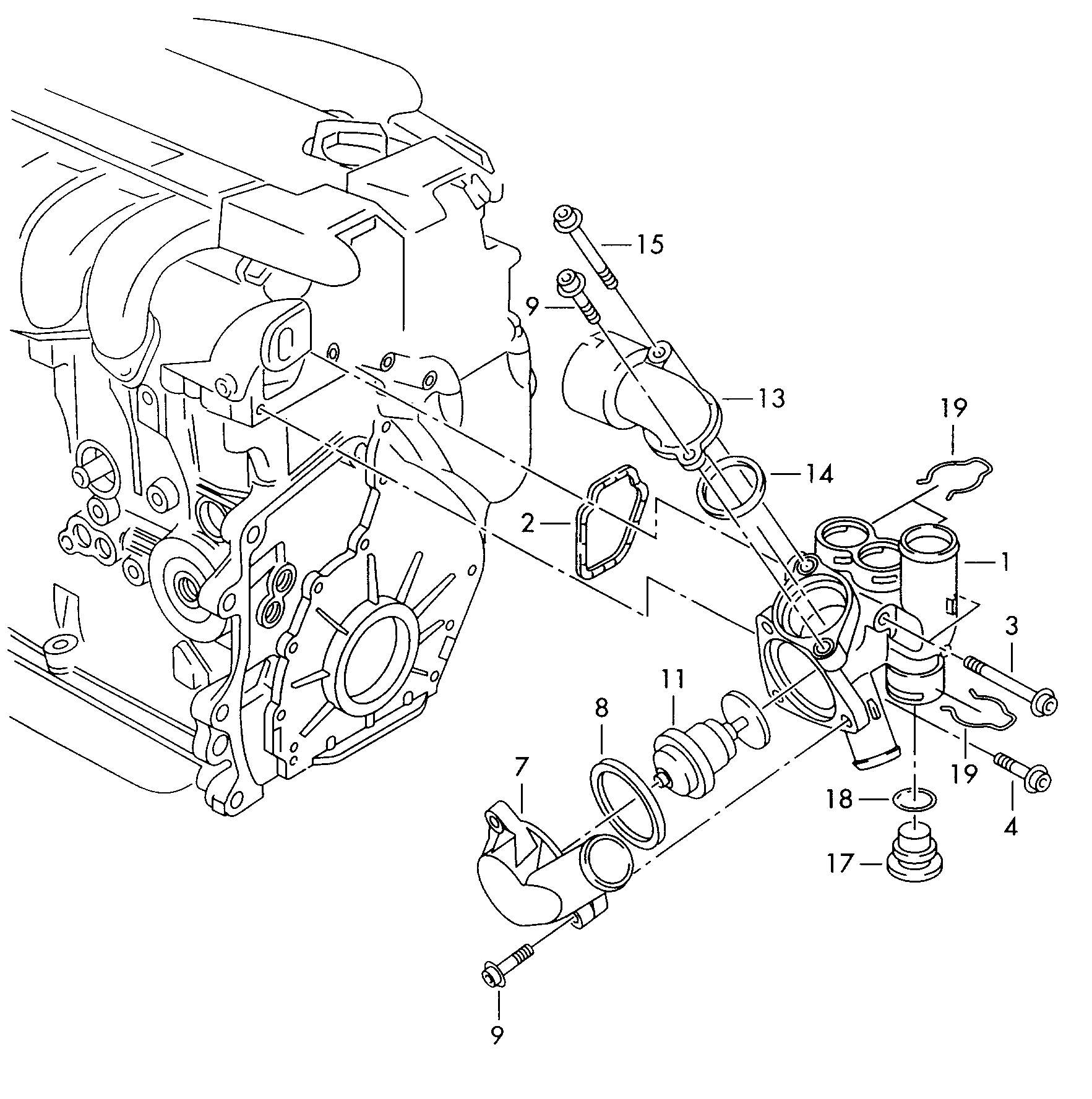 Porsche 075 121 113D - Coolant thermostat / housing onlydrive.pro