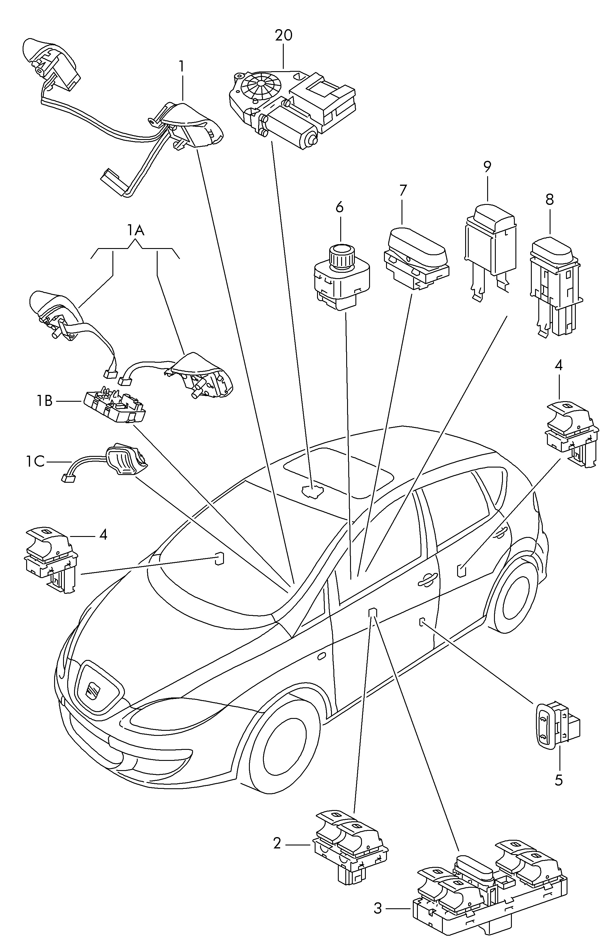 Seat 1K4 959 857C - Выключатель, стеклоподъемник onlydrive.pro