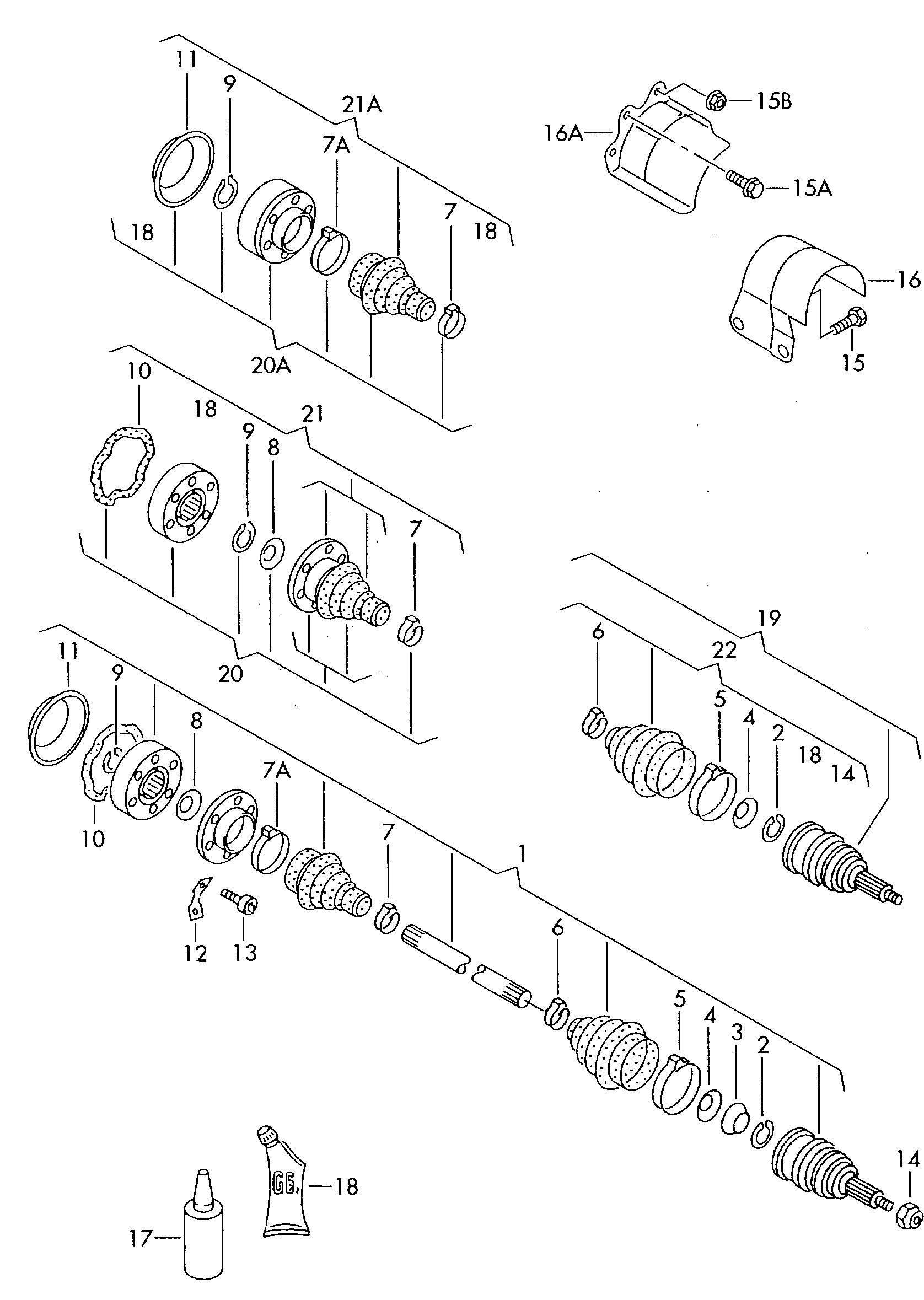 VW 1J0 498 103 A - Шарнирный комплект, ШРУС, приводной вал onlydrive.pro