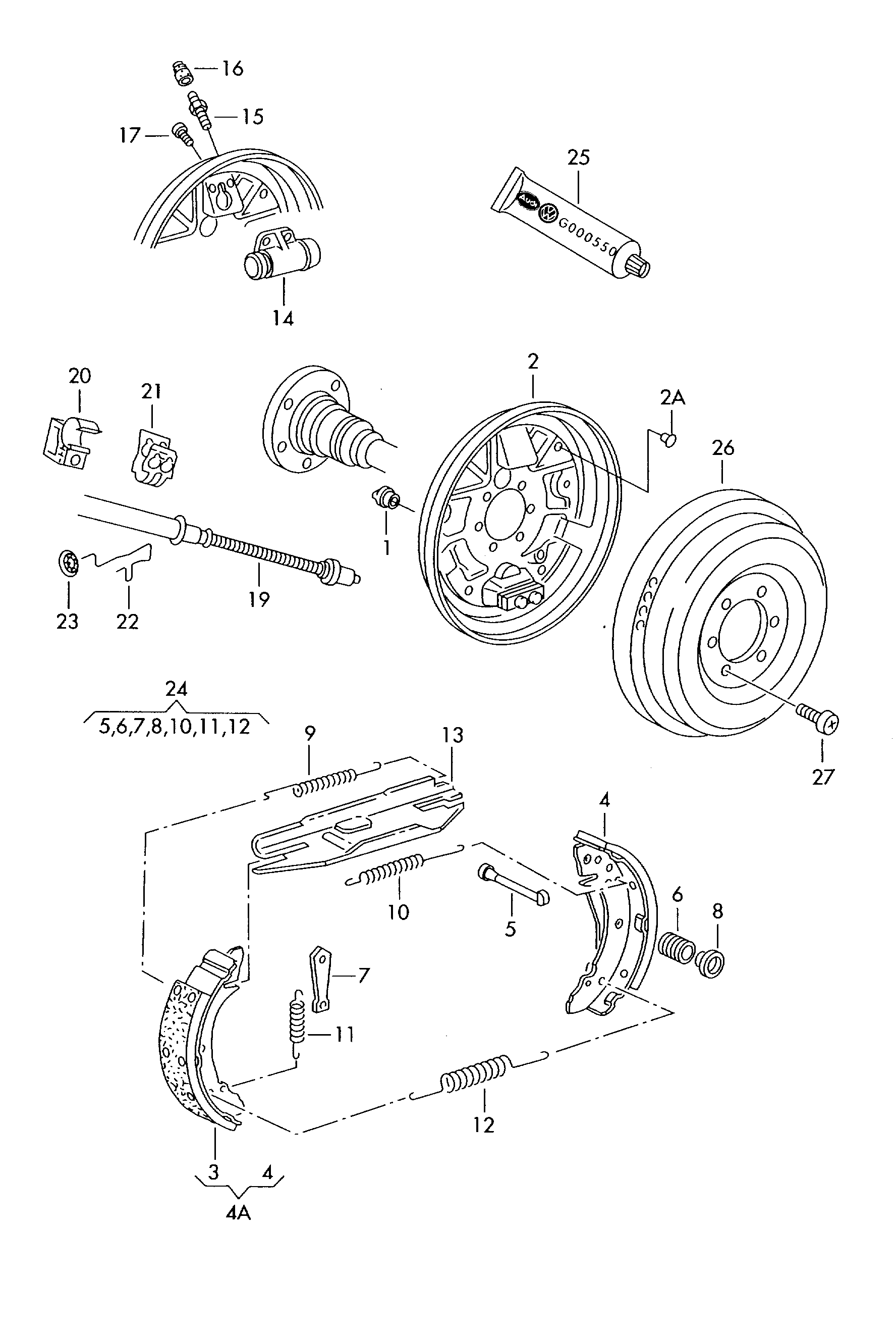 Skoda 1J0 698 525 B - Brake Shoe Set onlydrive.pro