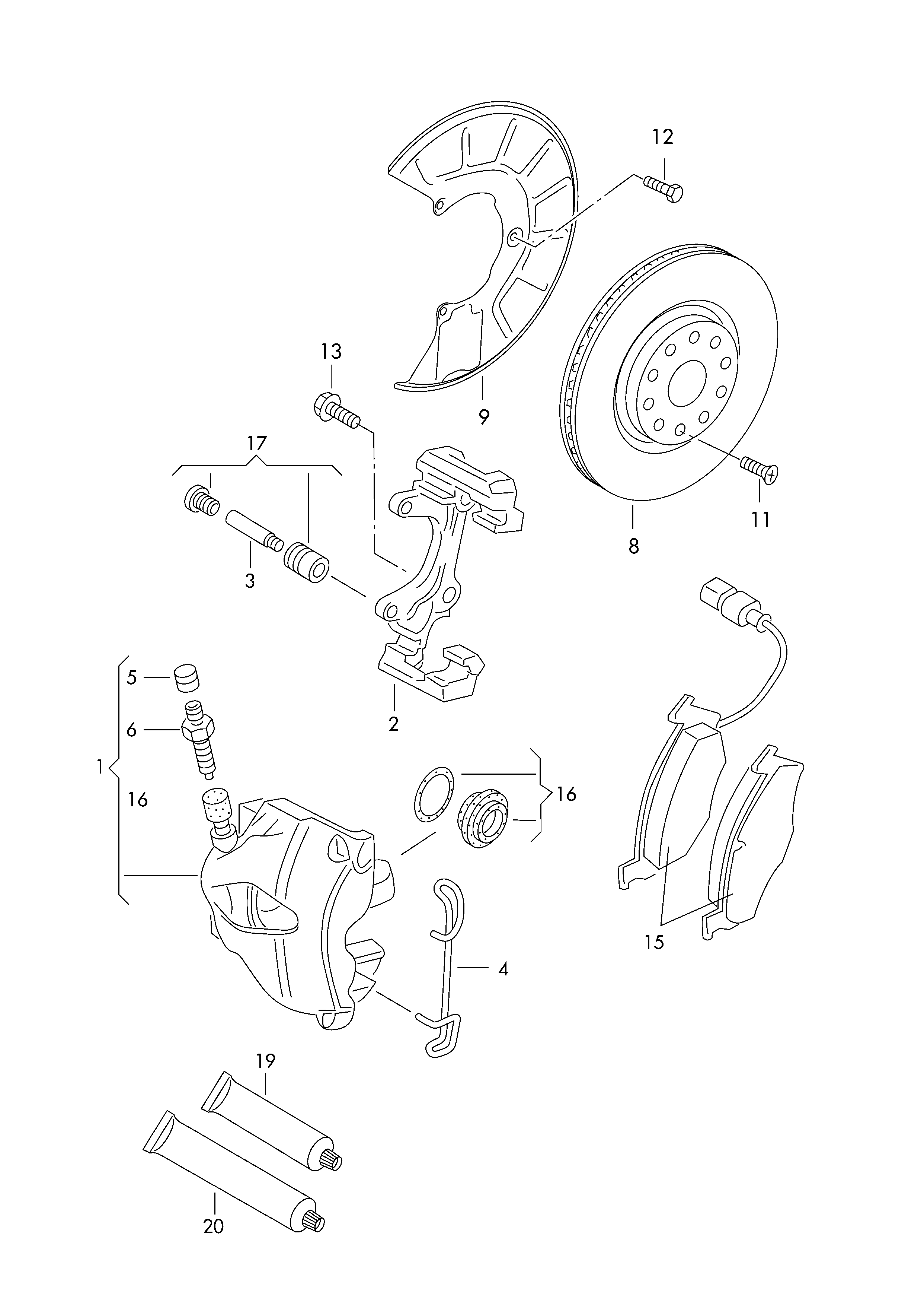 VAG JZW 698 151 B - Piduriklotsi komplekt,ketaspidur onlydrive.pro