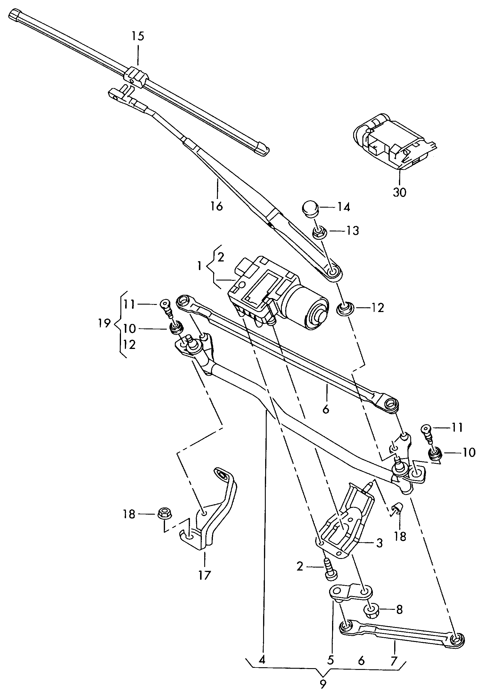 VAG 1Z1 955 425 B - Wiper motor base, windshield wiper windshield wiper: 1 pcs. onlydrive.pro