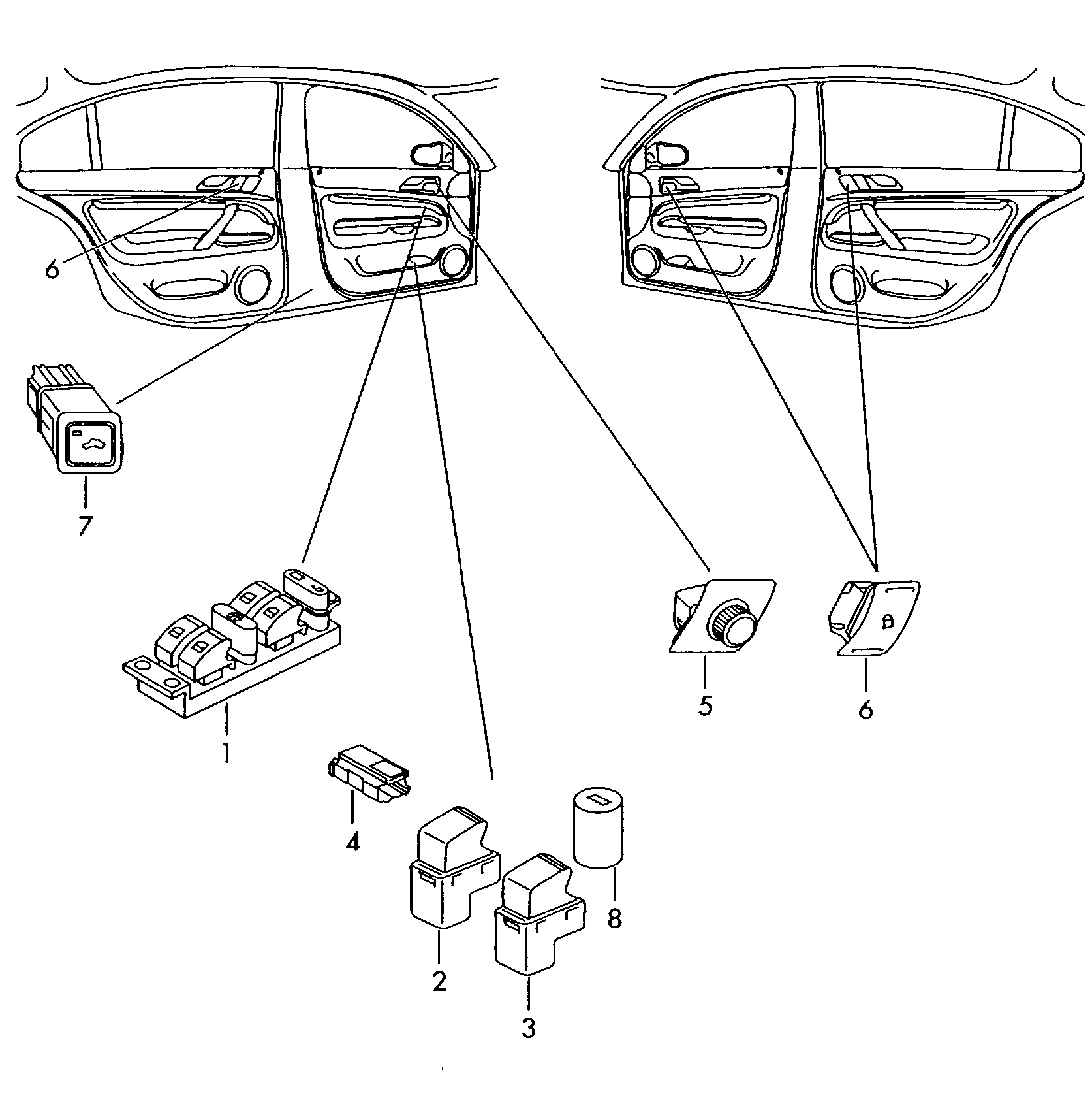 Seat 1J4959857C - Slēdzis, Stikla pacēlājmehānisms onlydrive.pro