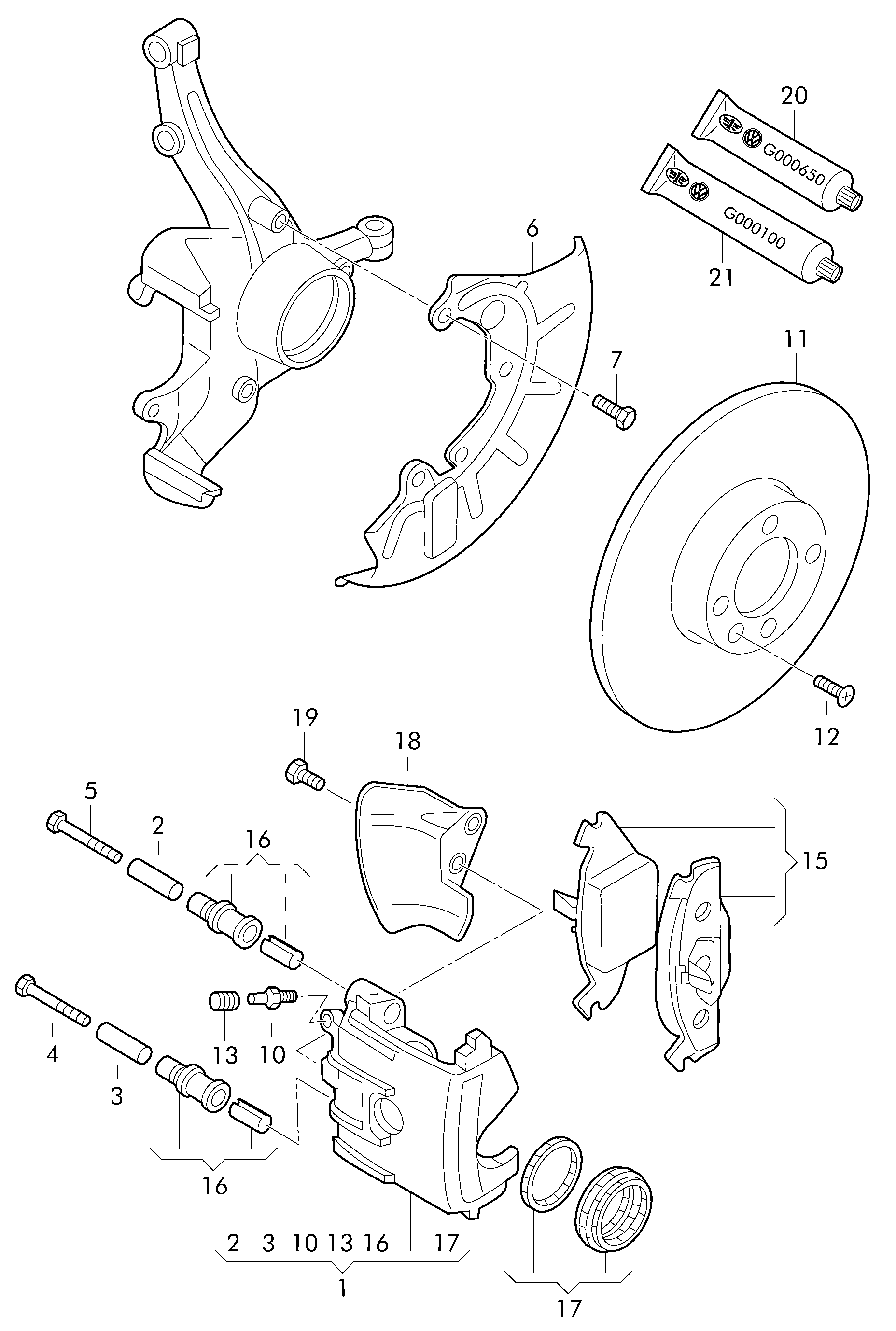 VAG 251 615 219 - Guide Sleeve Kit, brake caliper onlydrive.pro