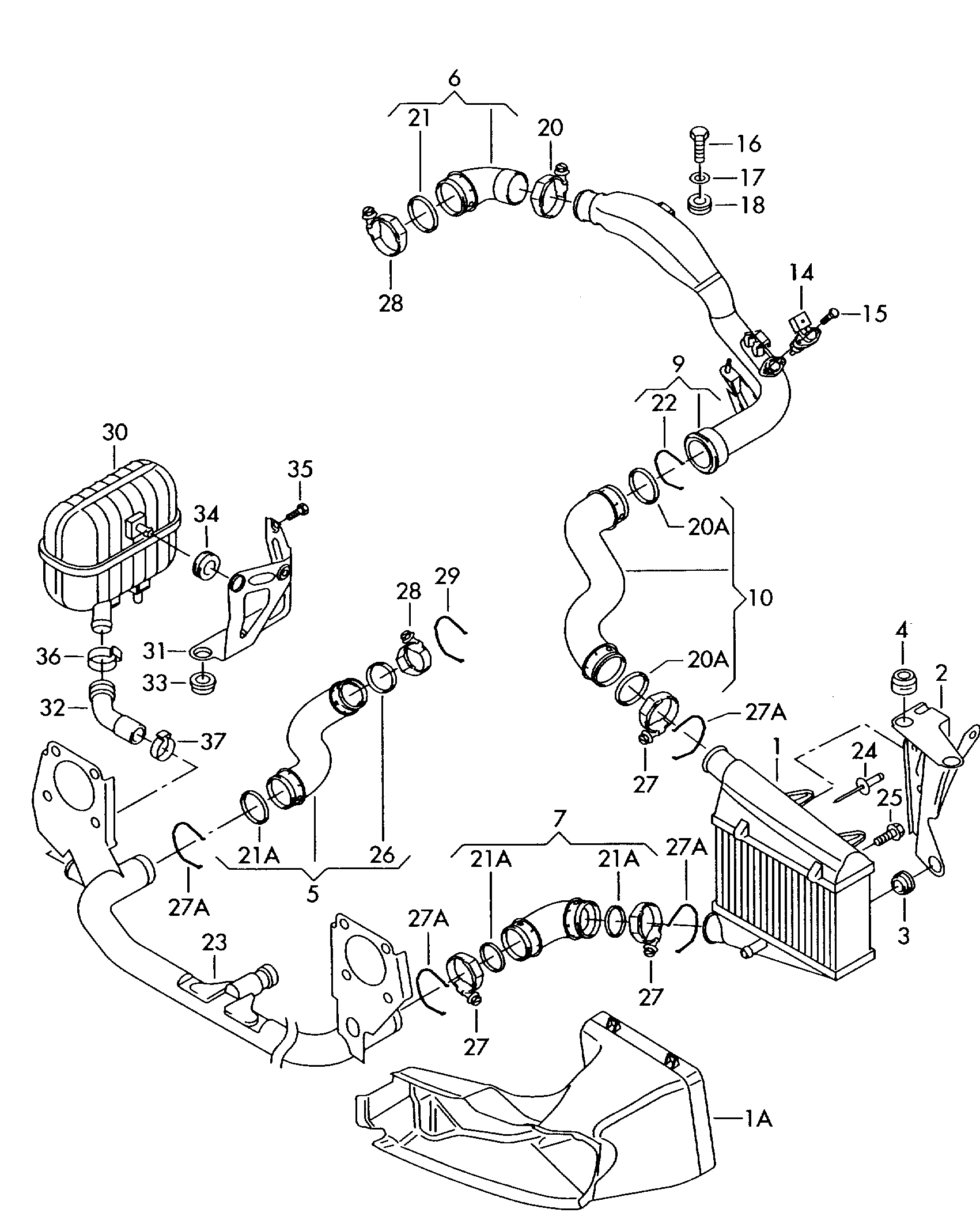 Seat 3B0145838A - Charger Intake Air Hose onlydrive.pro