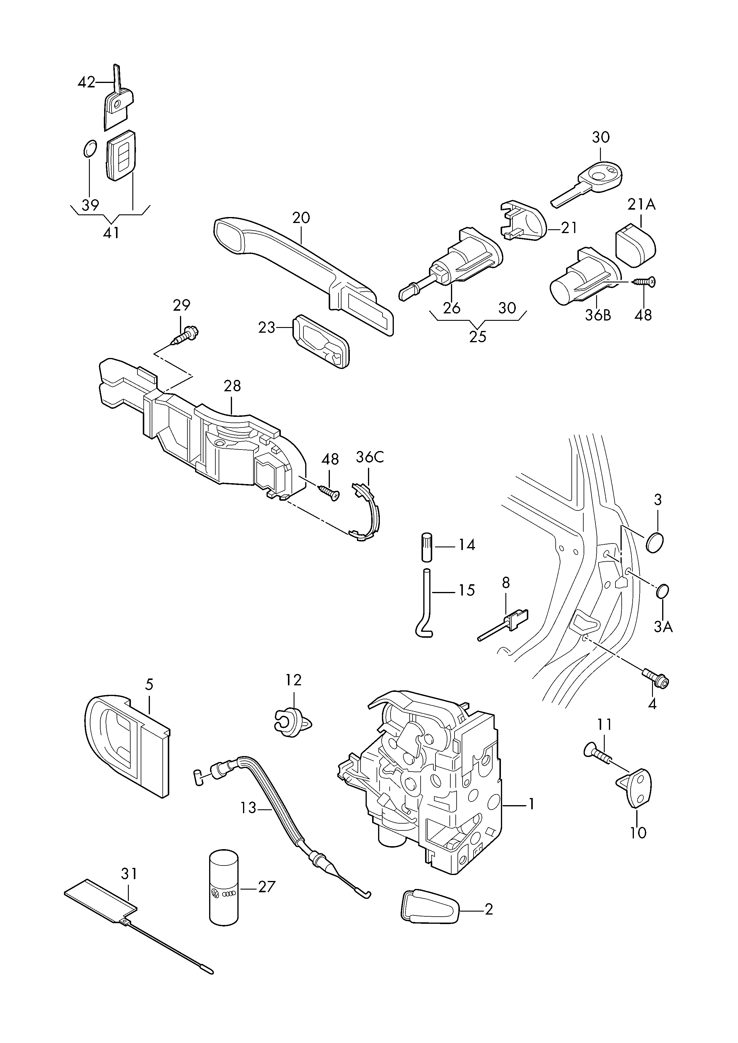 VAG 3B1837015AR - Ukselukk onlydrive.pro