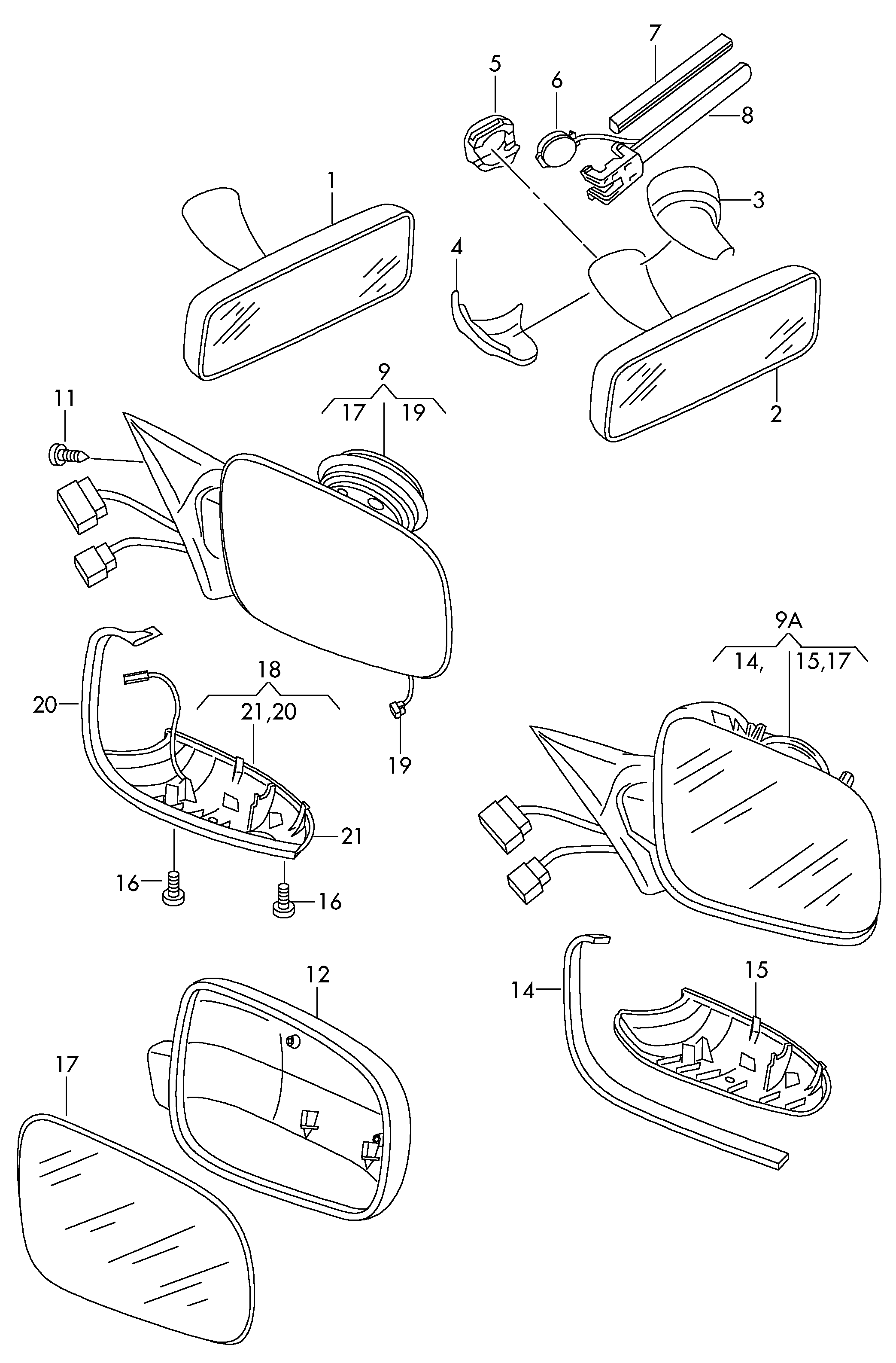 VAG 3B1857521 - Ārējais atpakaļskata spogulis onlydrive.pro