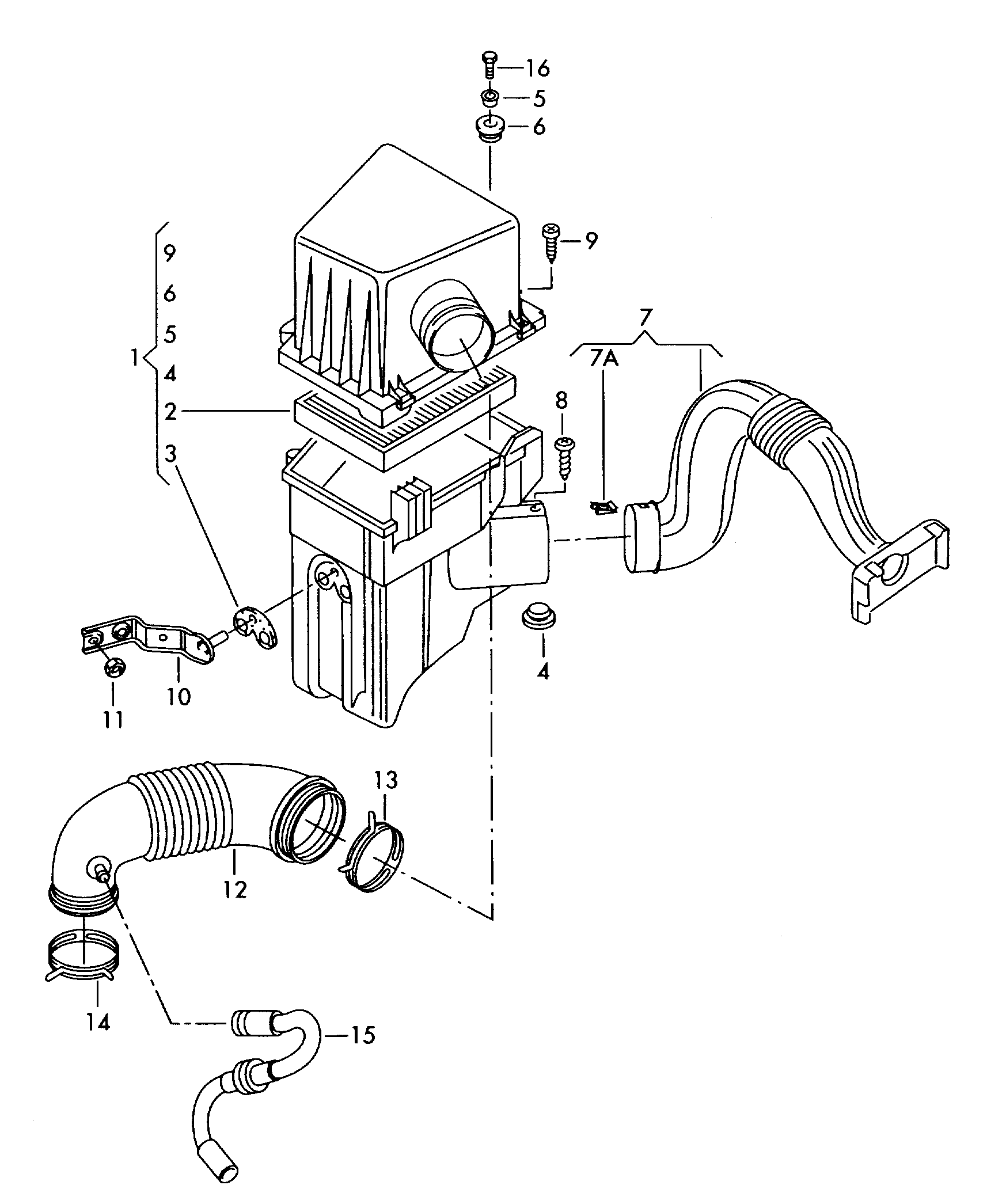 VAG 5JF 129 620 - Intake connection air filter with connecting parts: 1 pcs. onlydrive.pro