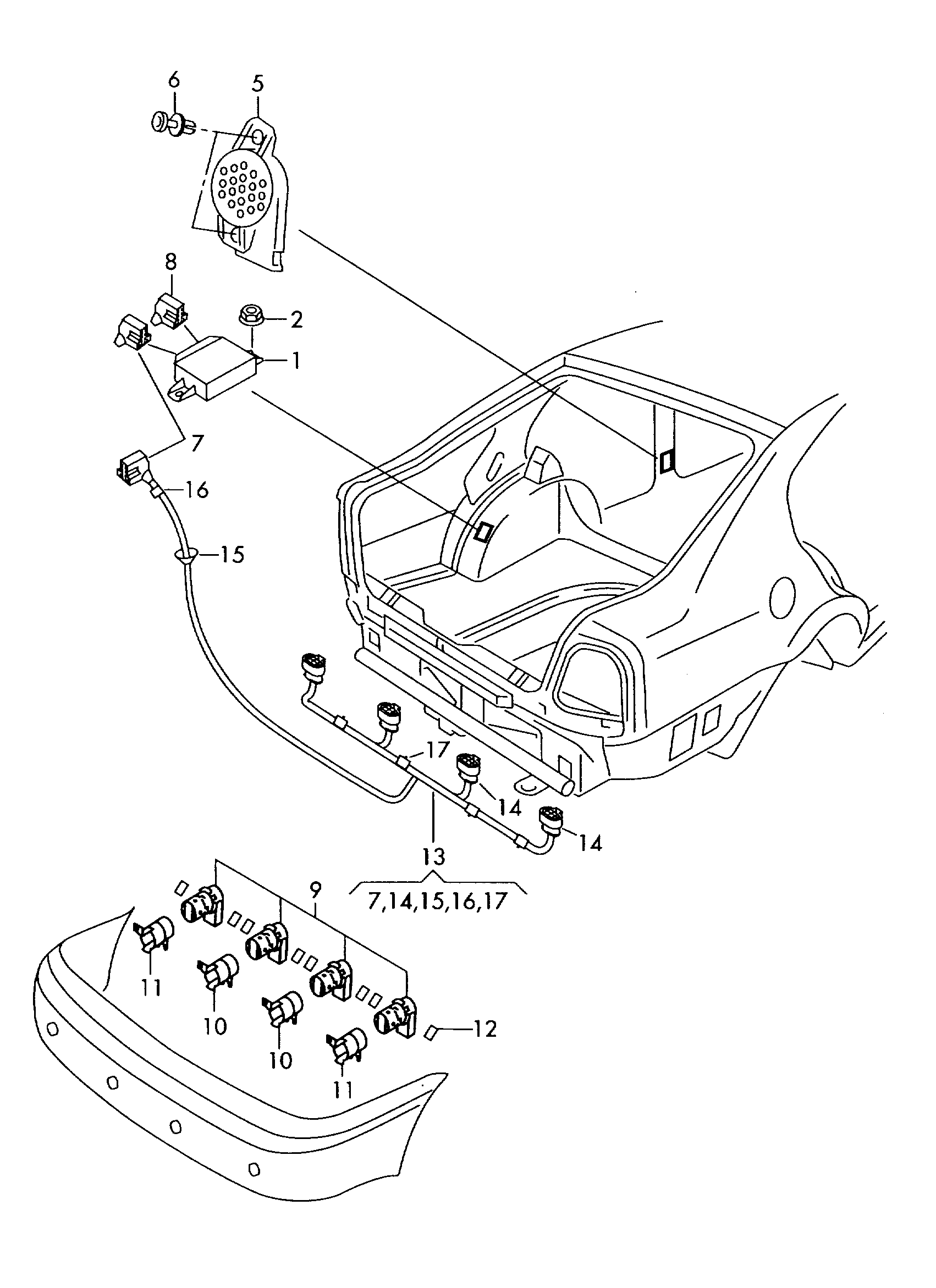 Skoda 7H0 919 275 C - Sensor, parkimisabi onlydrive.pro