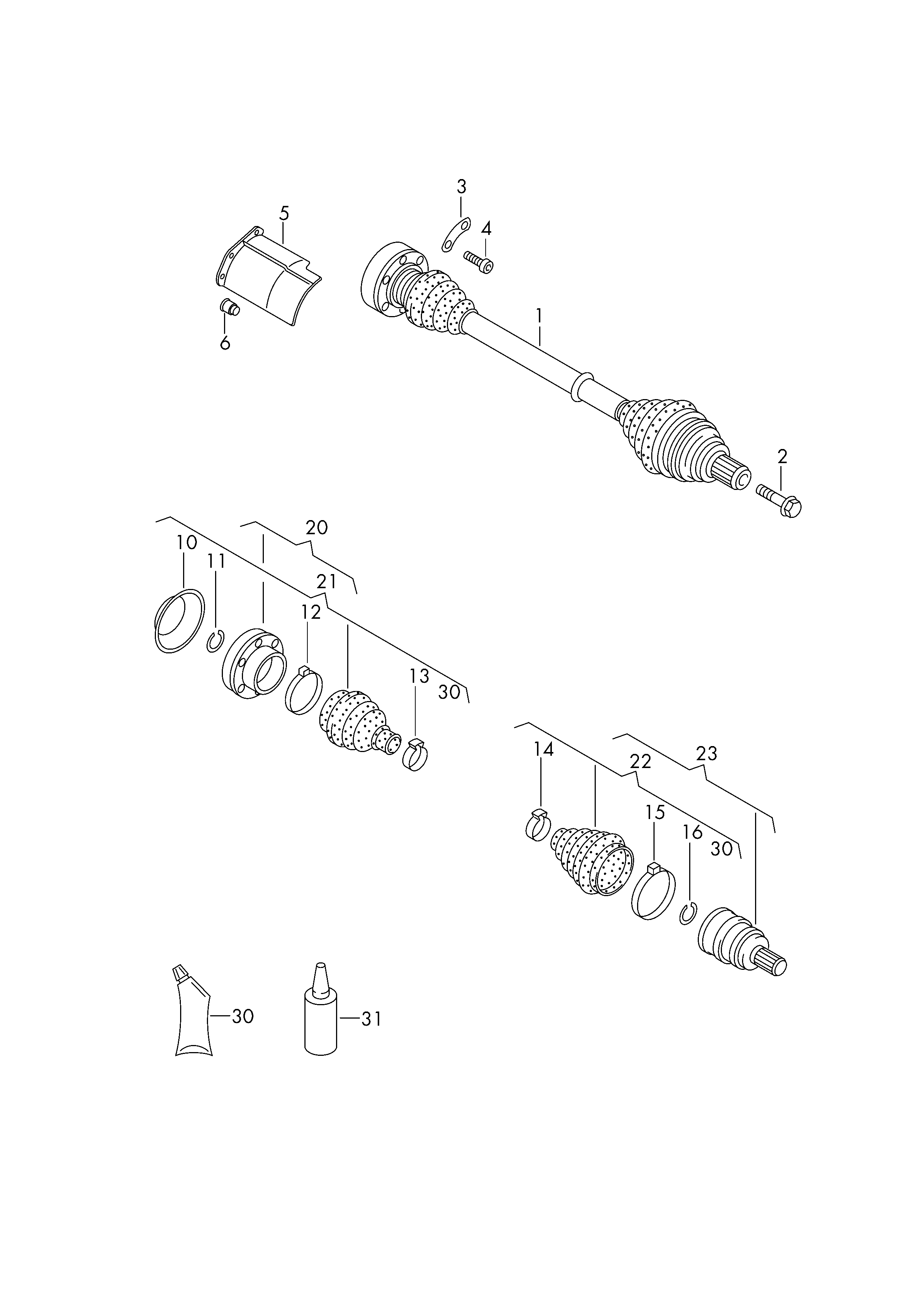 VW 1K0 498 203 D - Putekļusargs, Piedziņas vārpsta onlydrive.pro