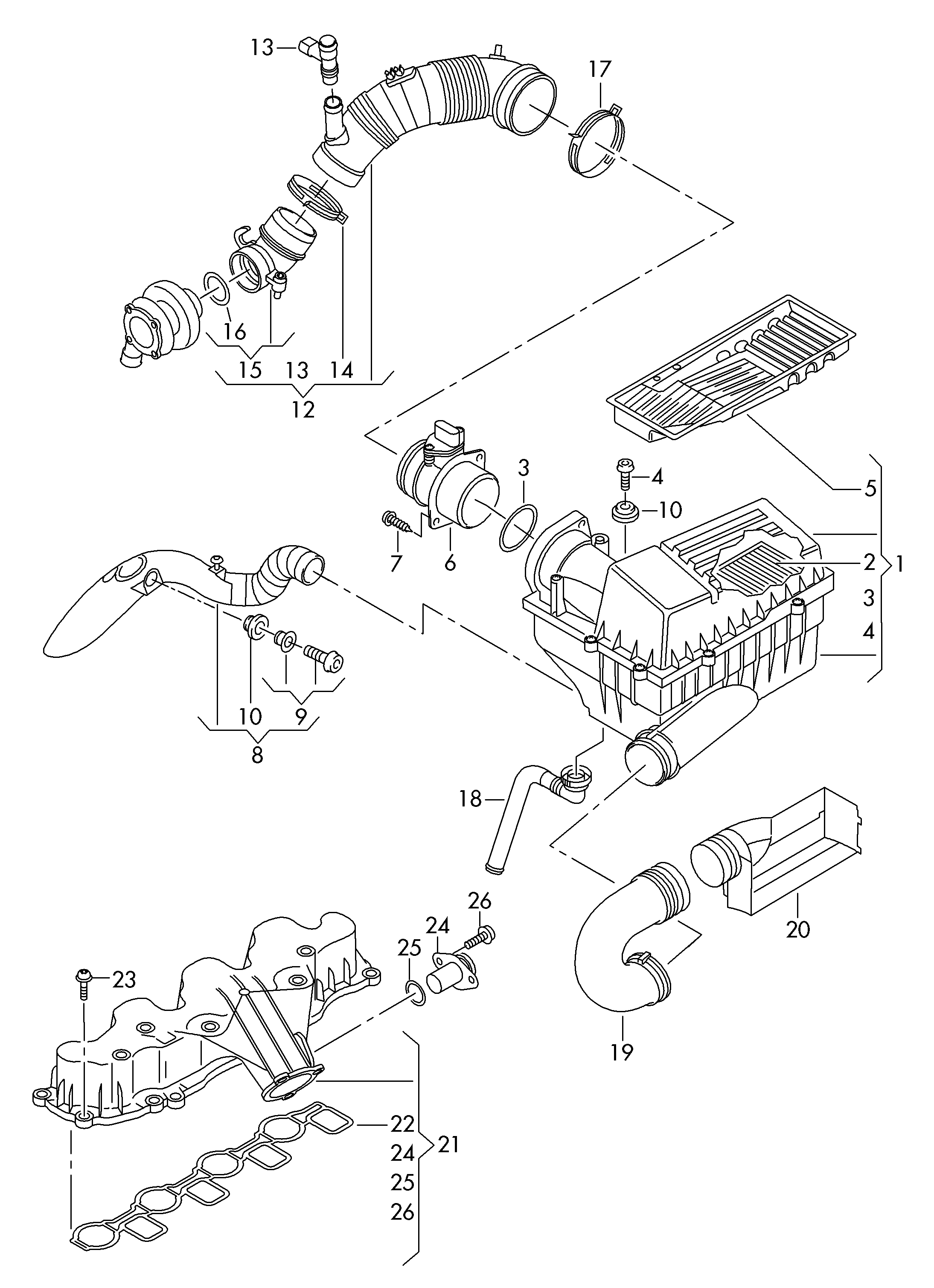 VW 03L 129 711 E - Kinnituselement, sisselaskekollektori klapid (õhutoru) onlydrive.pro