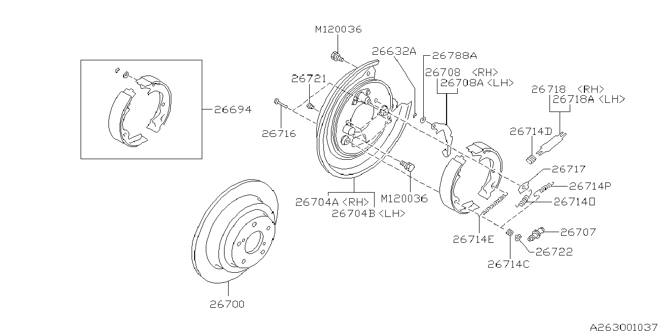 Subaru 26698AC000 - Brake Shoe Set, parking brake onlydrive.pro