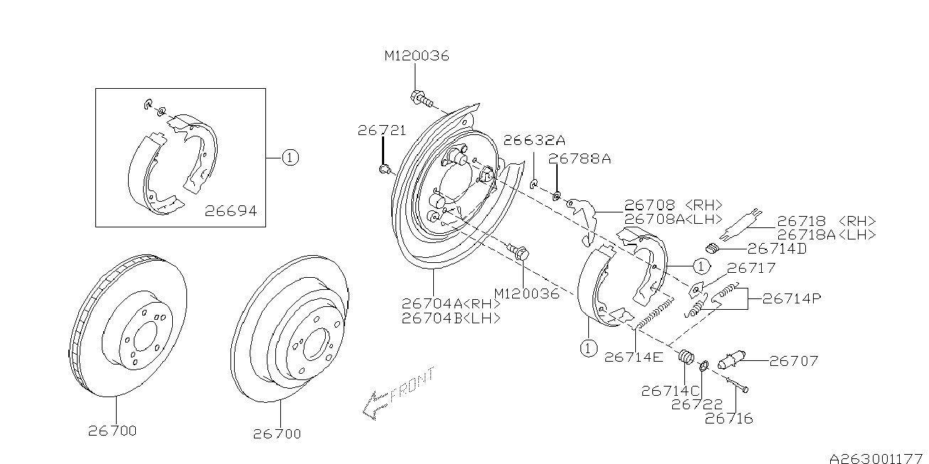 Subaru 26694AG000 - Brake Shoe Set, parking brake onlydrive.pro