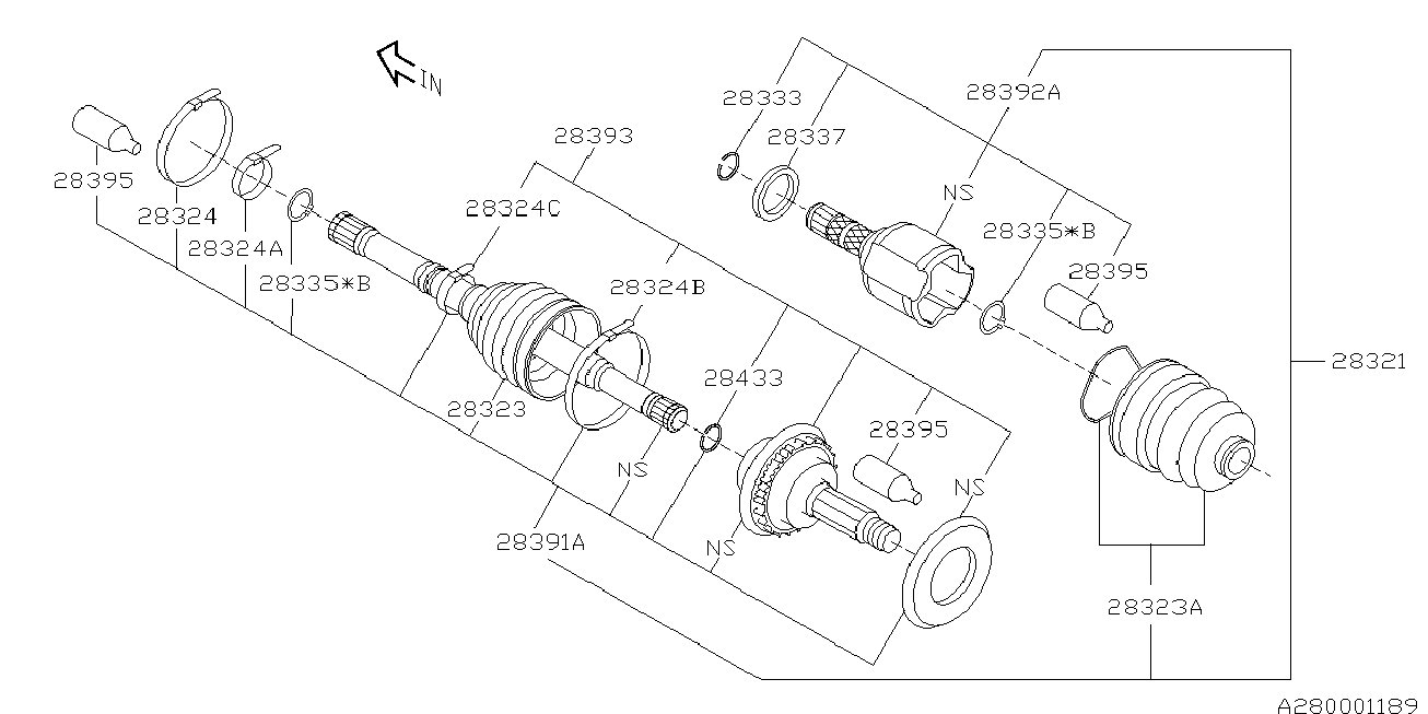 Subaru 28023-FC000 - Putekļusargs, Piedziņas vārpsta onlydrive.pro