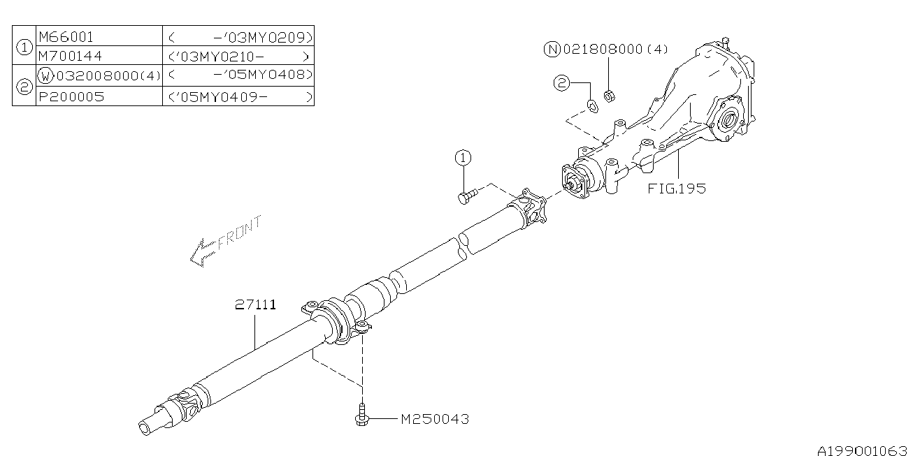 Subaru 27111SA001 - Piekare, Kardānvārpsta onlydrive.pro