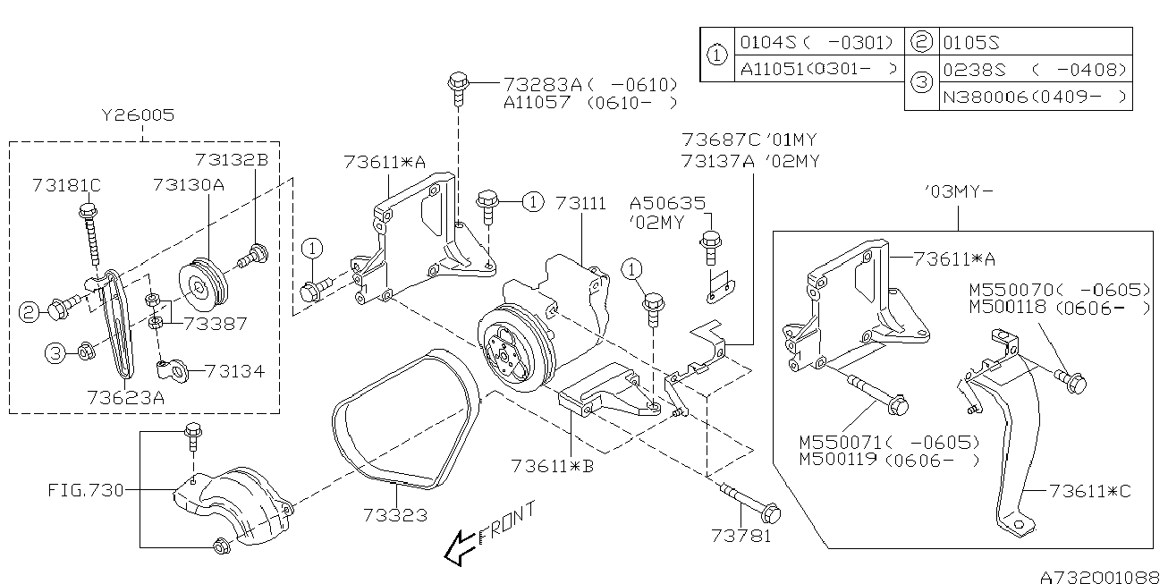 Subaru 73131-FC000 - Parazīt / Vadrullītis, Ķīļrievu siksna onlydrive.pro