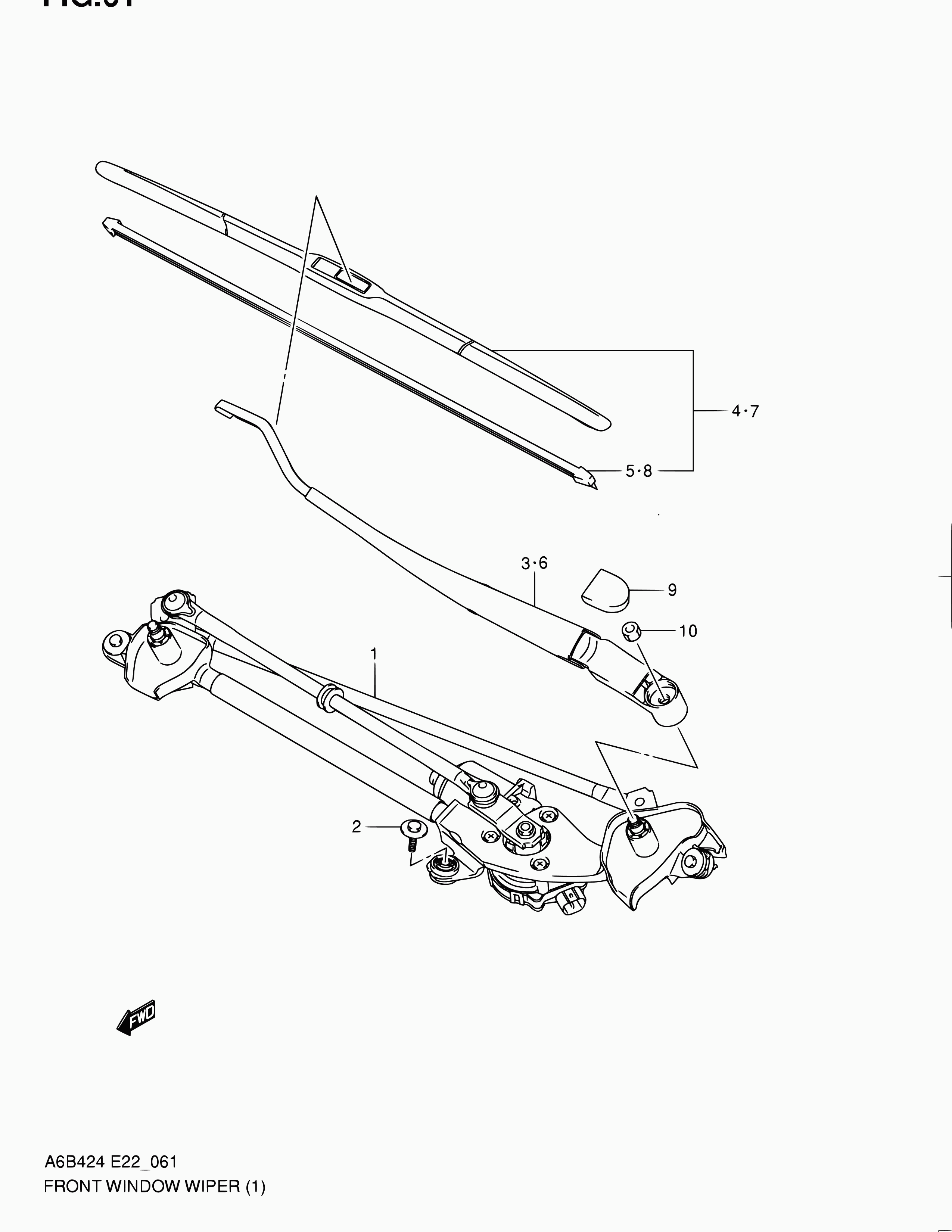 Suzuki 38340-57L20 - 61 - front window wiper (lhd): 1 pcs. onlydrive.pro