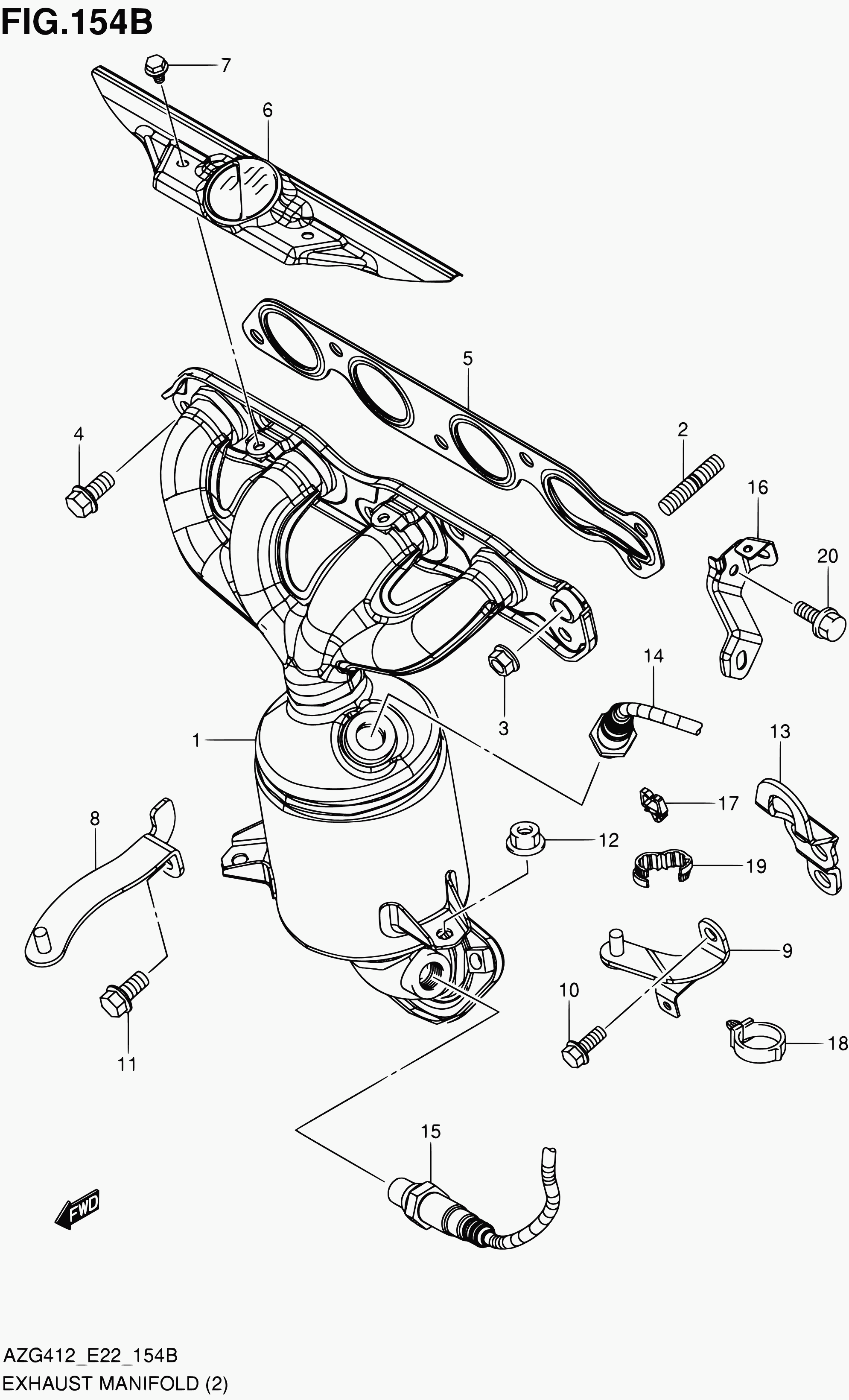 Suzuki 18213-69L10 - 154b - exhaust manifold (see note 1): 1 pcs. onlydrive.pro