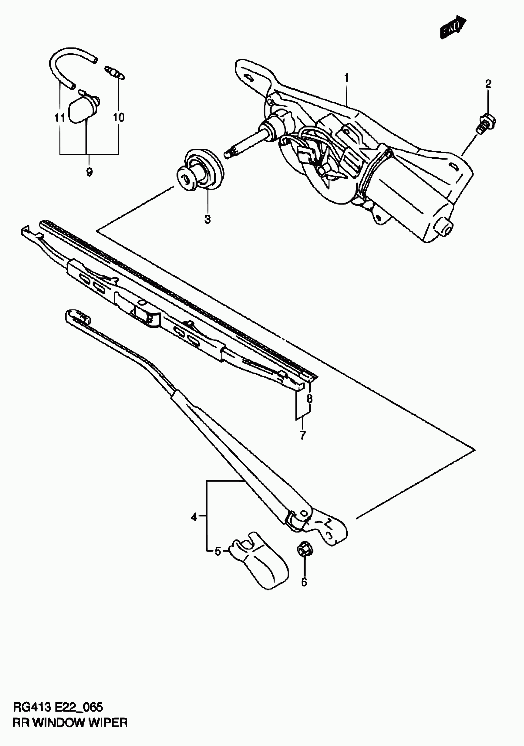 Suzuki 38822-64G00 - 65 - rear window wiper (w/rear wiper): 1 pcs. onlydrive.pro